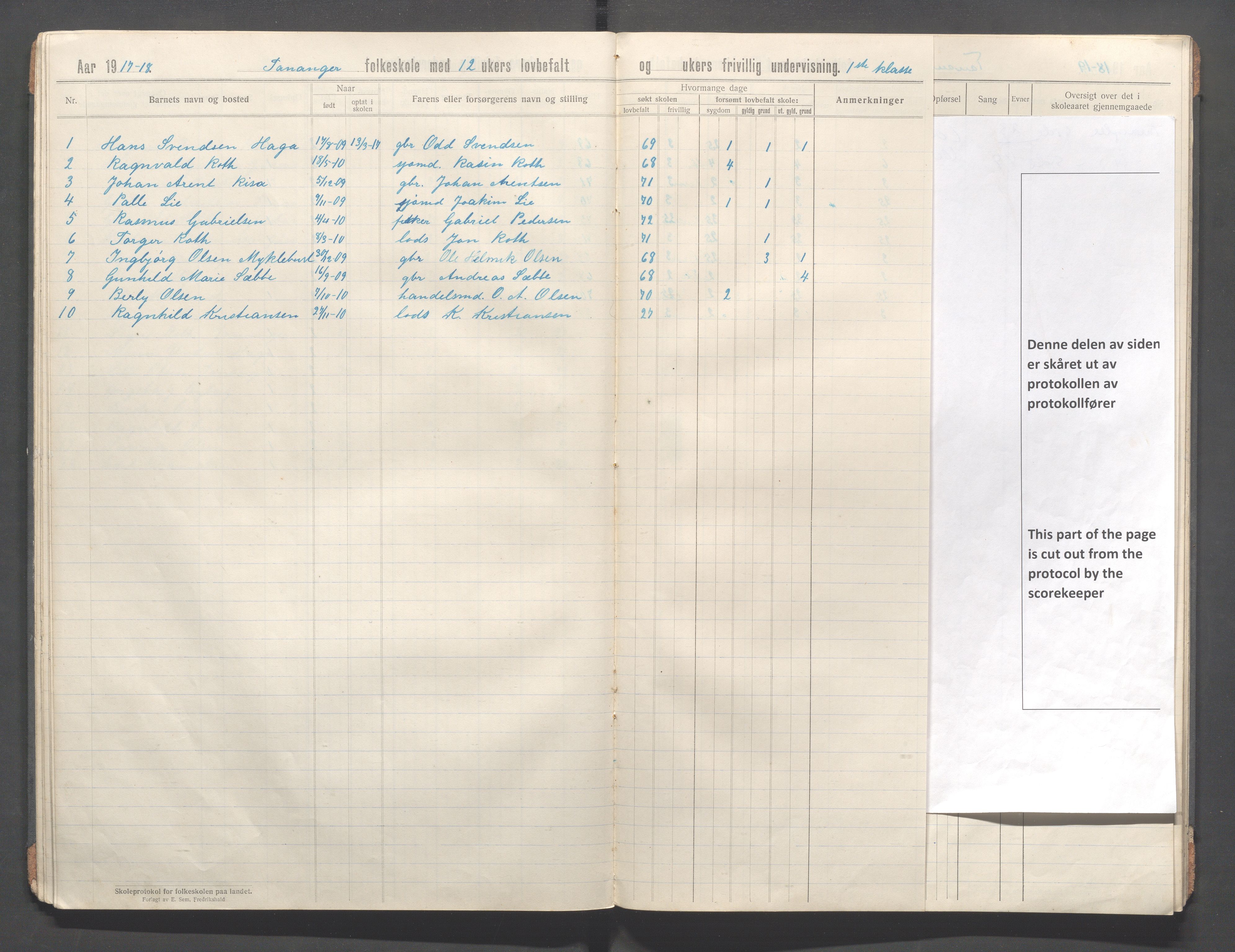 Håland kommune - Tananger skole, IKAR/K-102443/F/L0006: Skoleprotokoll, 1915-1920, s. 27