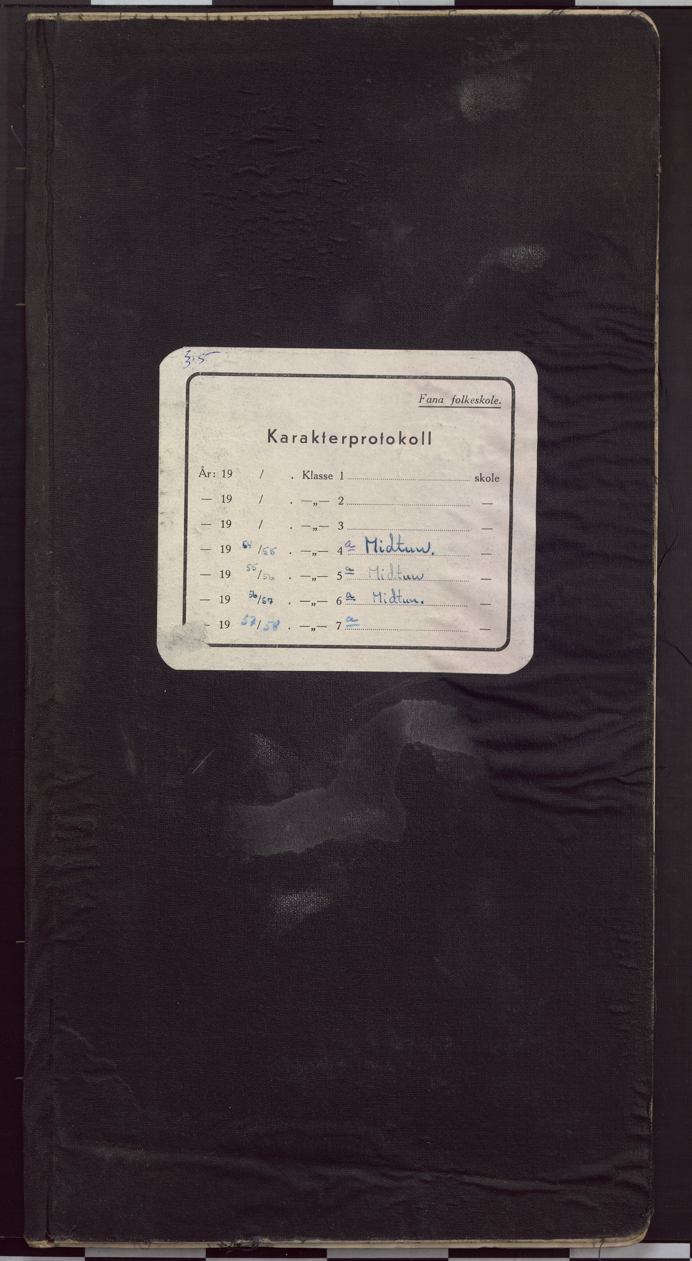 Midtun skole, BBA/A-2399/G/Gc/Gca/L0014: Karakterprotokoll for klasse 4a-6a, 1954-1957