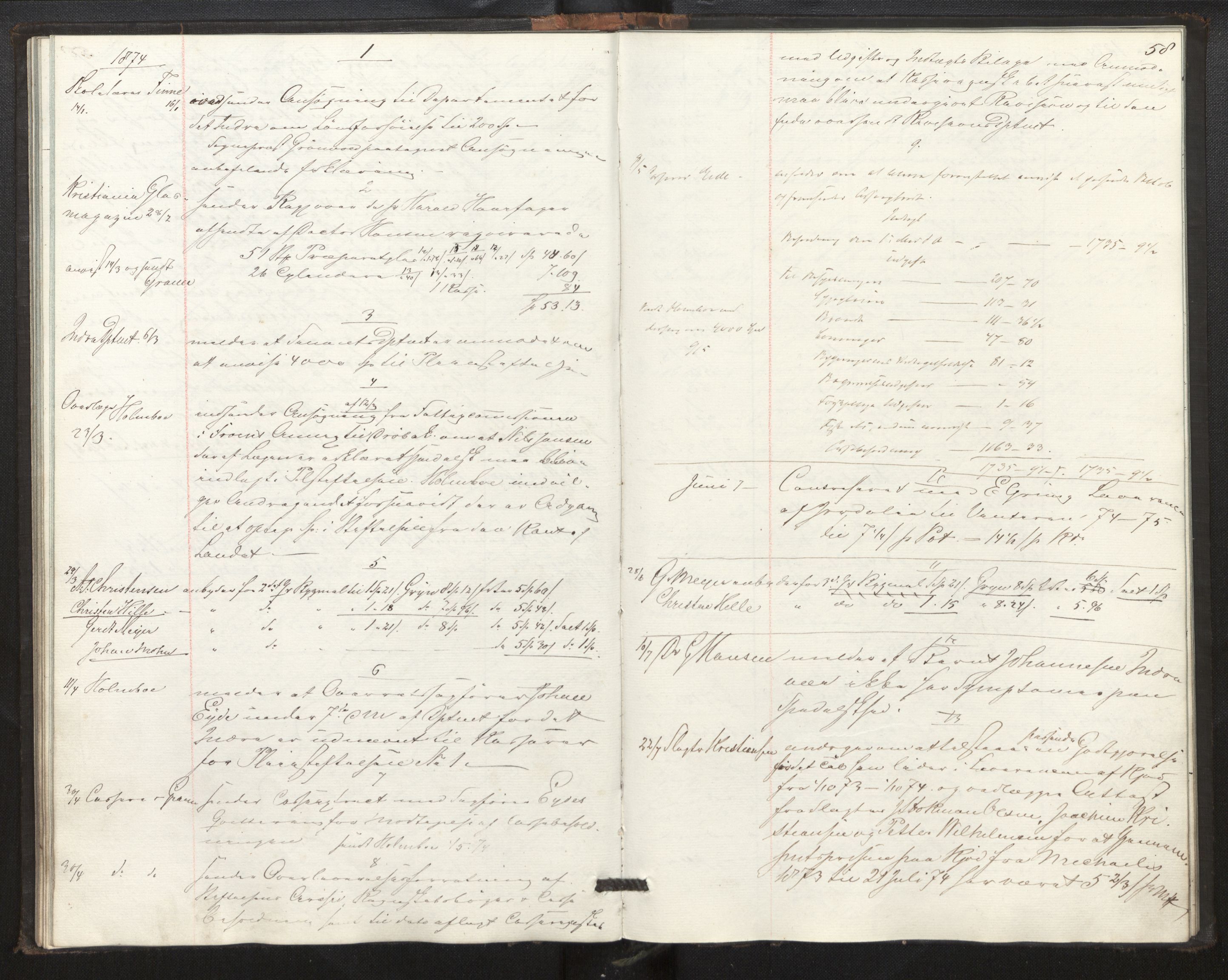 Lepraarkiver - Pleiestiftelsen for spedalske no.1, AV/SAB-A-60601/B.c/L0001: Journal, 1857-1882, s. 57b-58a