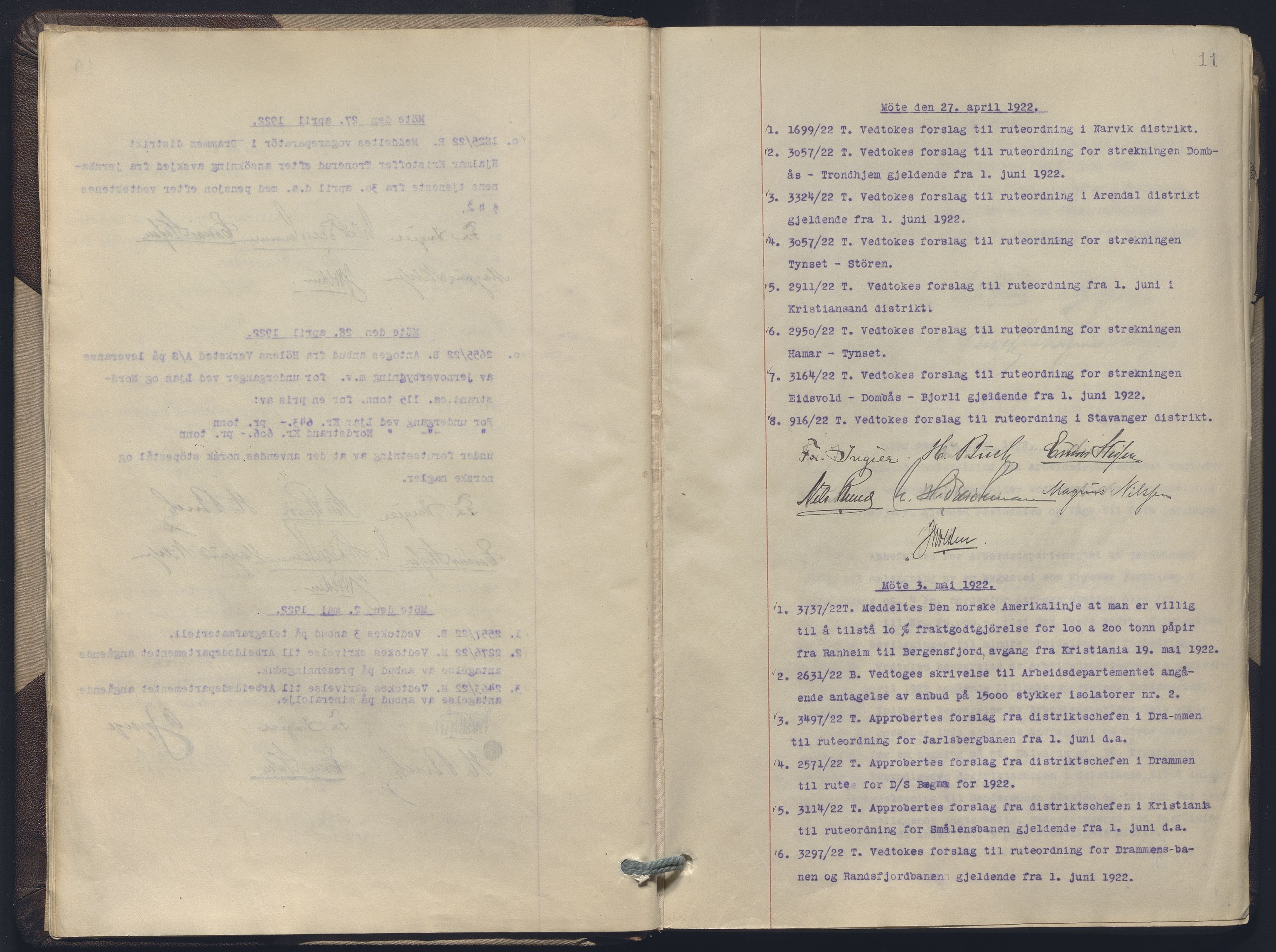 Norges statsbaner, Administrasjons- økonomi- og personalavdelingen, AV/RA-S-3412/A/Aa/L0019: Forhandlingsprotokoll, 1922-1924, s. 11