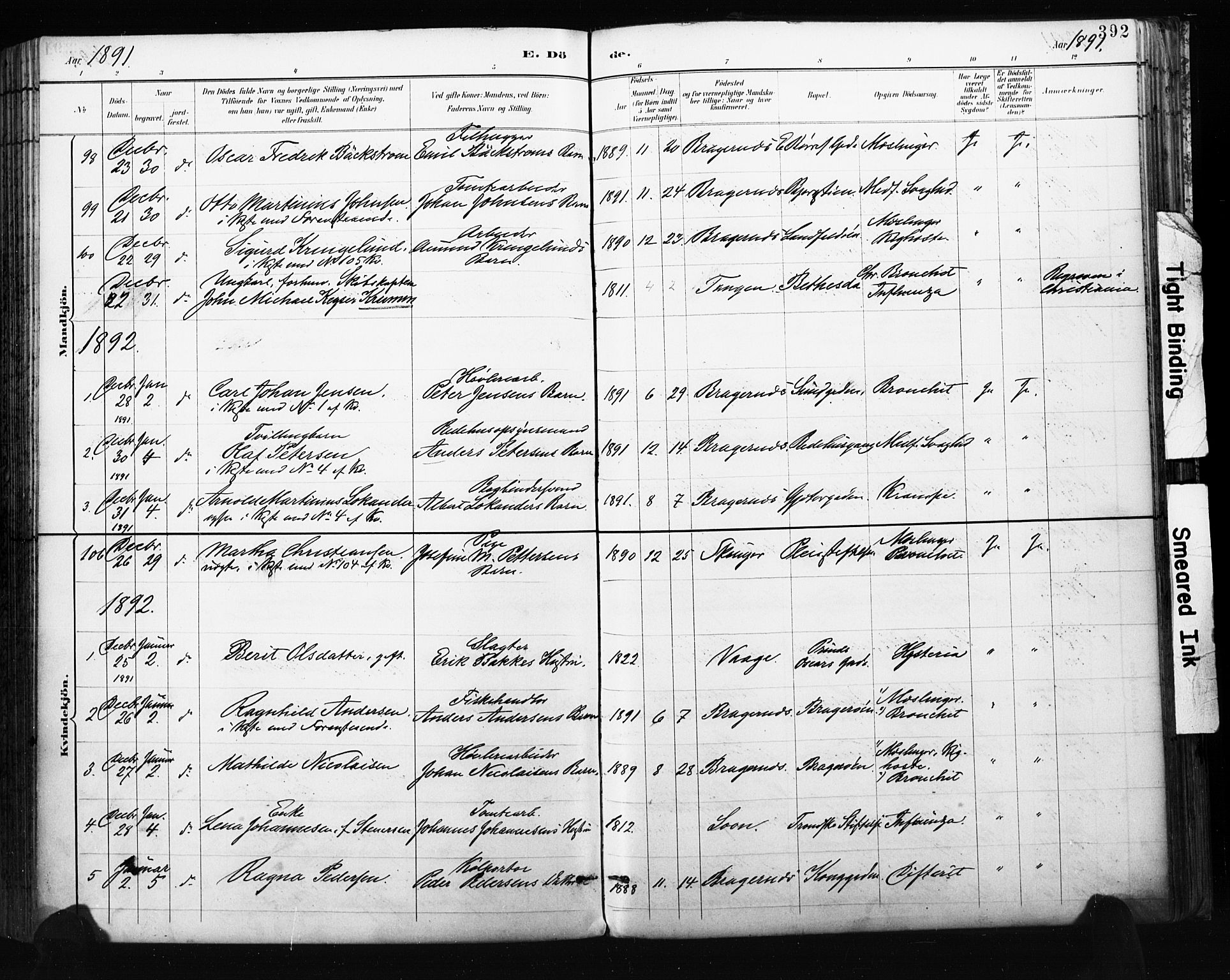 Bragernes kirkebøker, AV/SAKO-A-6/F/Fb/L0007: Ministerialbok nr. II 7, 1885-1893, s. 392