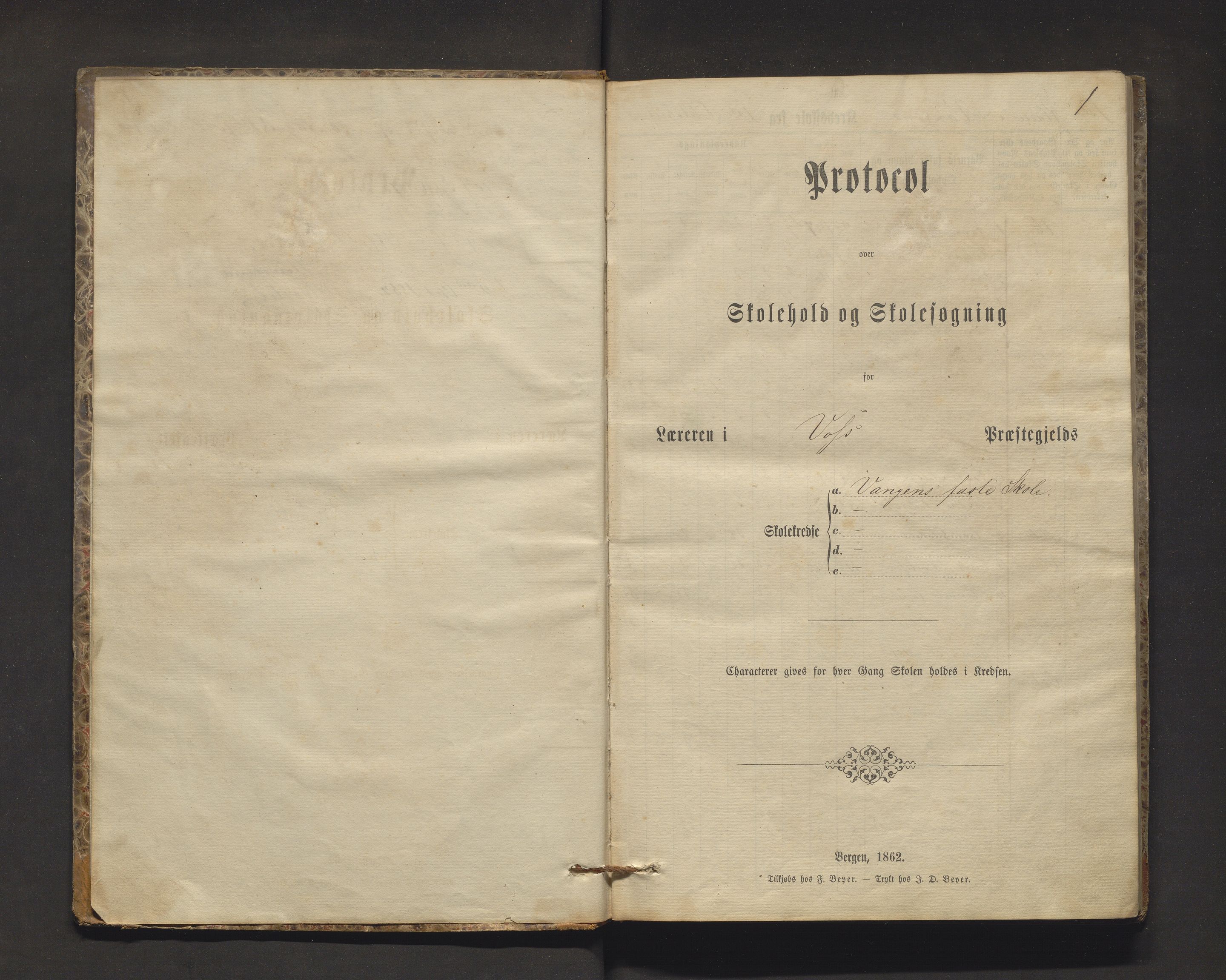 Voss kommune. Barneskulane, IKAH/1235-231/F/Fc/L0001: Skuleprotokoll for Vangen skule, 1868-1884