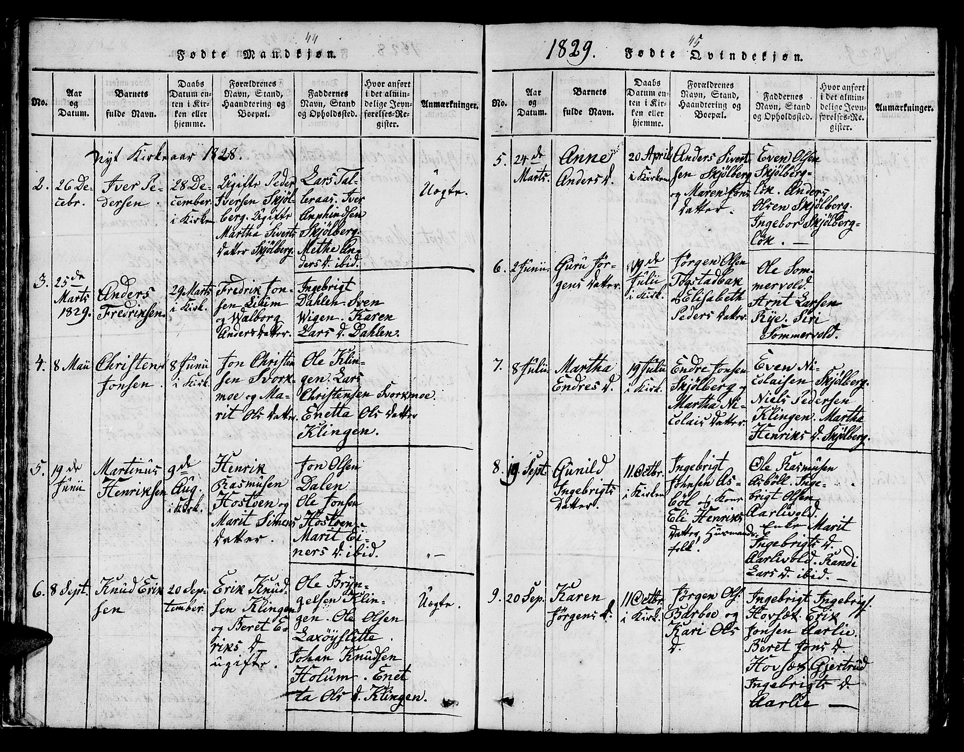 Ministerialprotokoller, klokkerbøker og fødselsregistre - Sør-Trøndelag, SAT/A-1456/671/L0842: Klokkerbok nr. 671C01, 1816-1867, s. 44-45