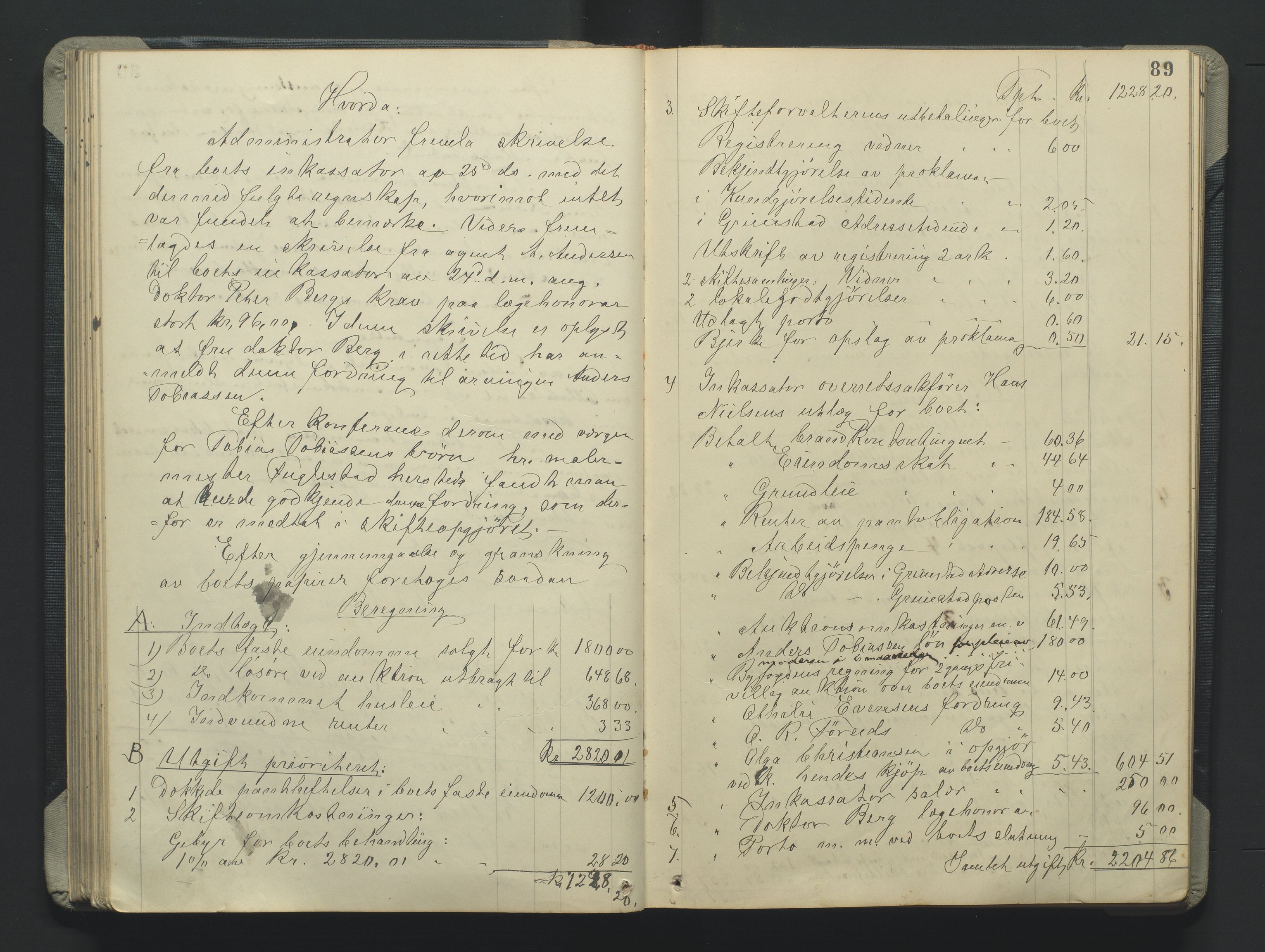 Grimstad byfogd, AV/SAK-1222-0003/H/Hc/L0009: Skifteprotokoll nr. 9, 1908-1918, s. 89