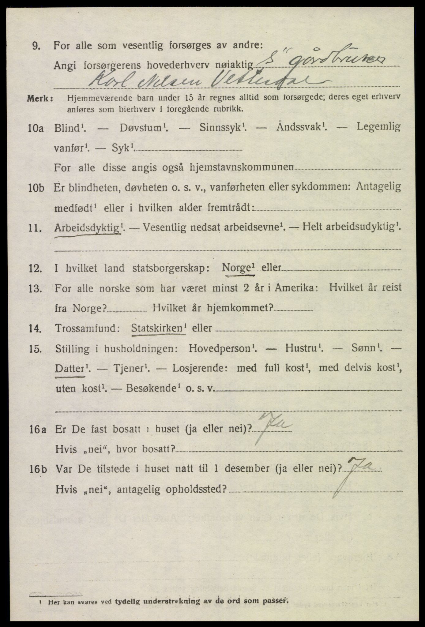 SAK, Folketelling 1920 for 1029 Sør-Audnedal herred, 1920, s. 6690