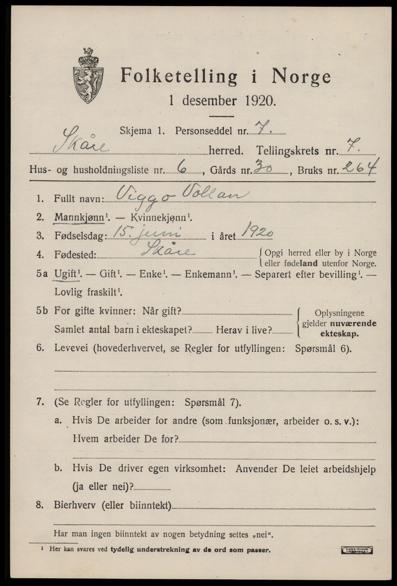 SAST, Folketelling 1920 for 1153 Skåre herred, 1920, s. 4814