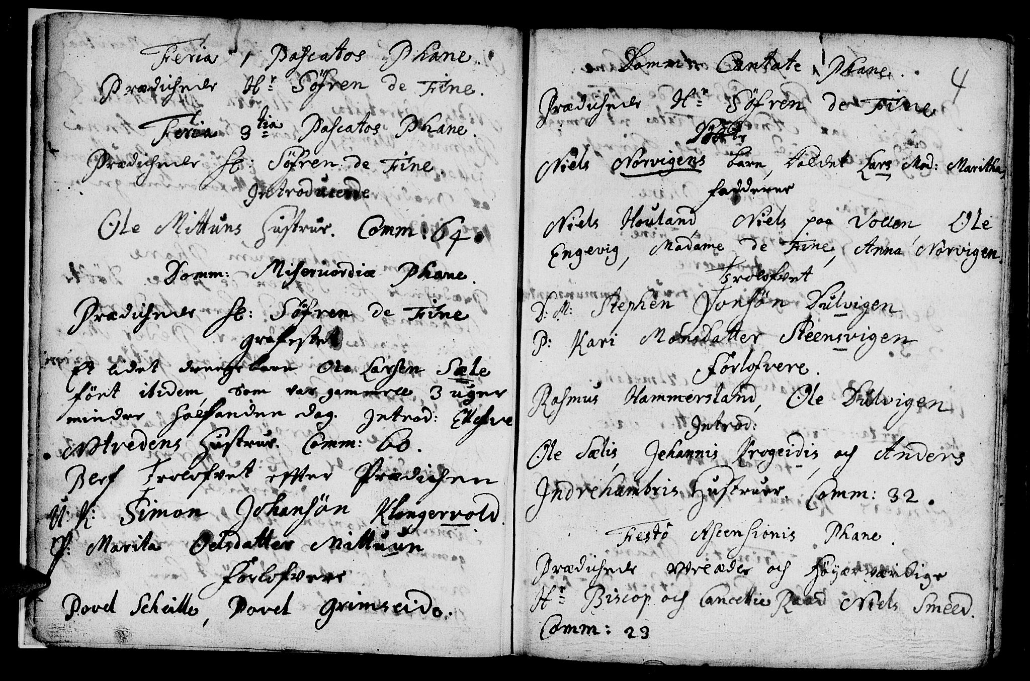 Fana Sokneprestembete, AV/SAB-A-75101/H/Haa/Haaa/L0001: Ministerialbok nr. A 1, 1712-1719, s. 4