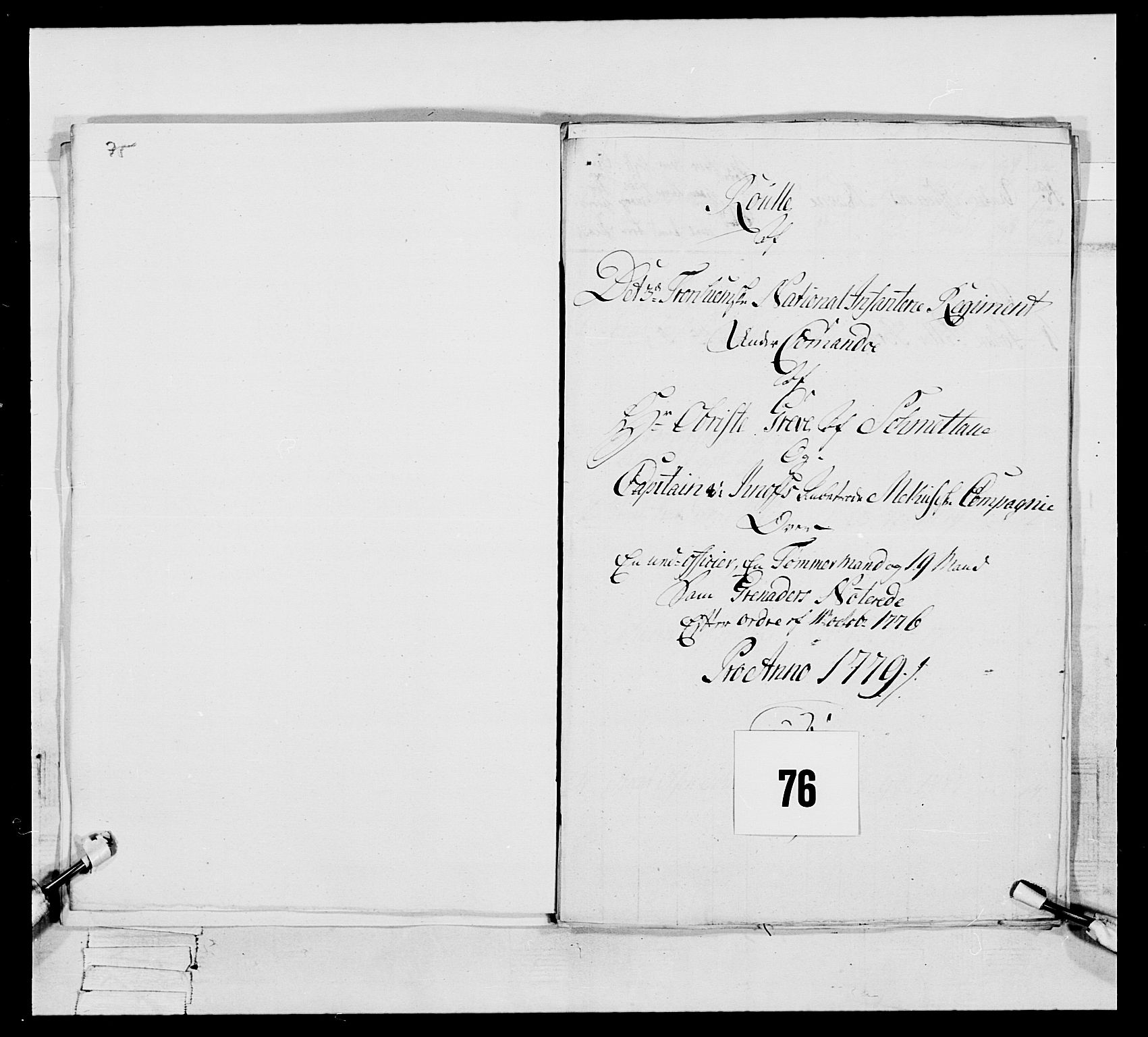 Generalitets- og kommissariatskollegiet, Det kongelige norske kommissariatskollegium, AV/RA-EA-5420/E/Eh/L0086: 3. Trondheimske nasjonale infanteriregiment, 1776-1779, s. 297