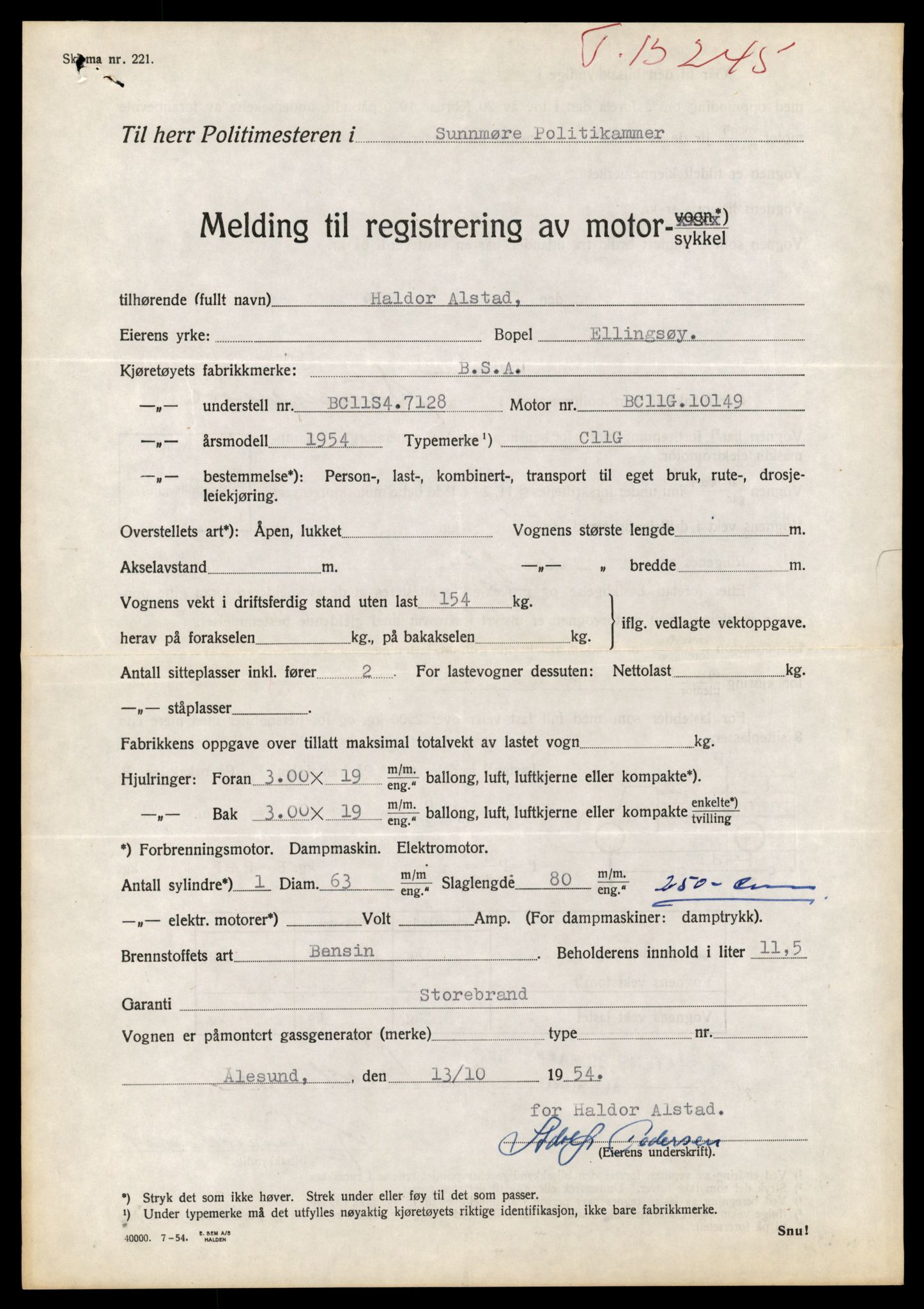 Møre og Romsdal vegkontor - Ålesund trafikkstasjon, AV/SAT-A-4099/F/Fe/L0039: Registreringskort for kjøretøy T 13361 - T 13530, 1927-1998, s. 959