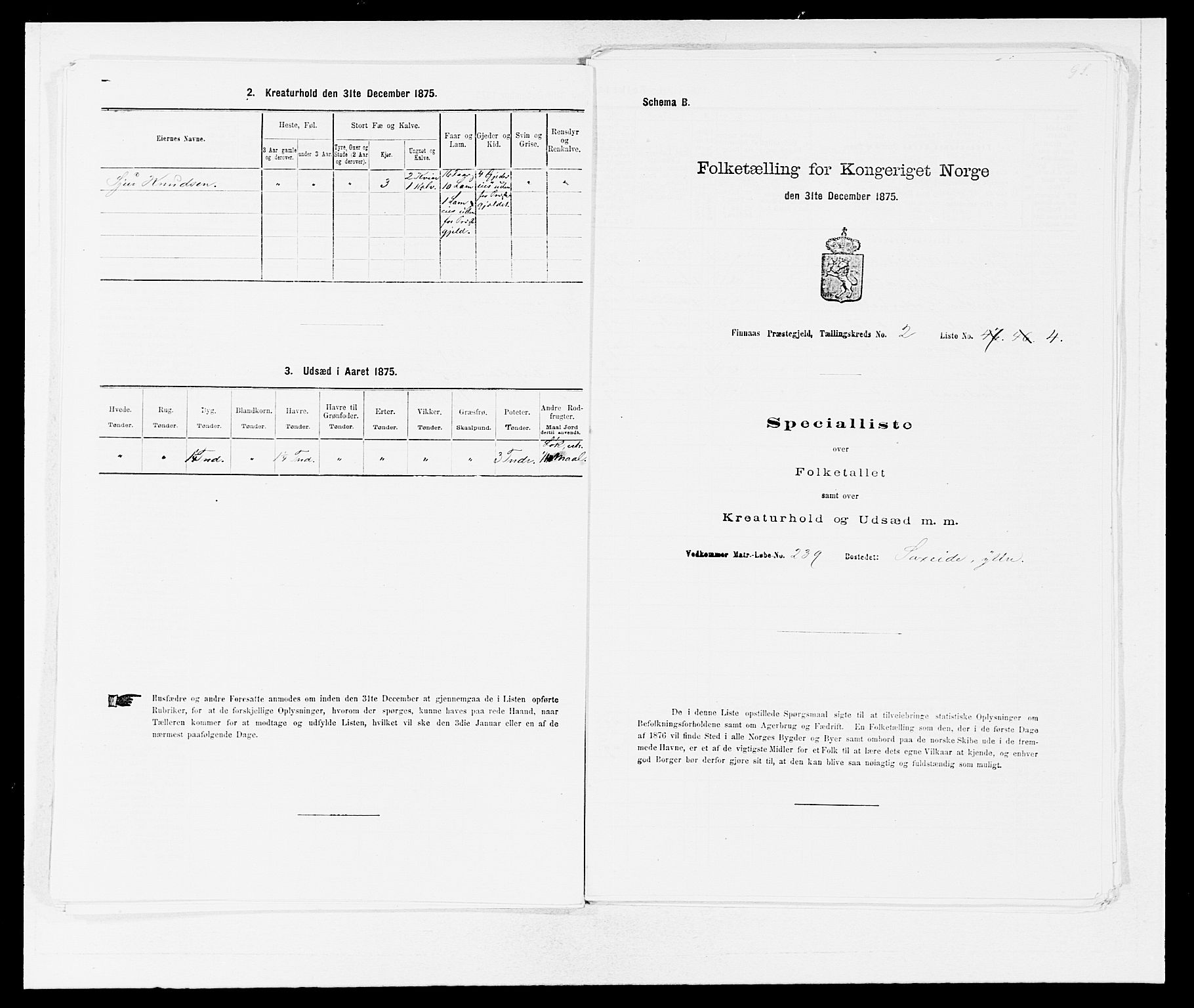 SAB, Folketelling 1875 for 1218P Finnås prestegjeld, 1875, s. 322