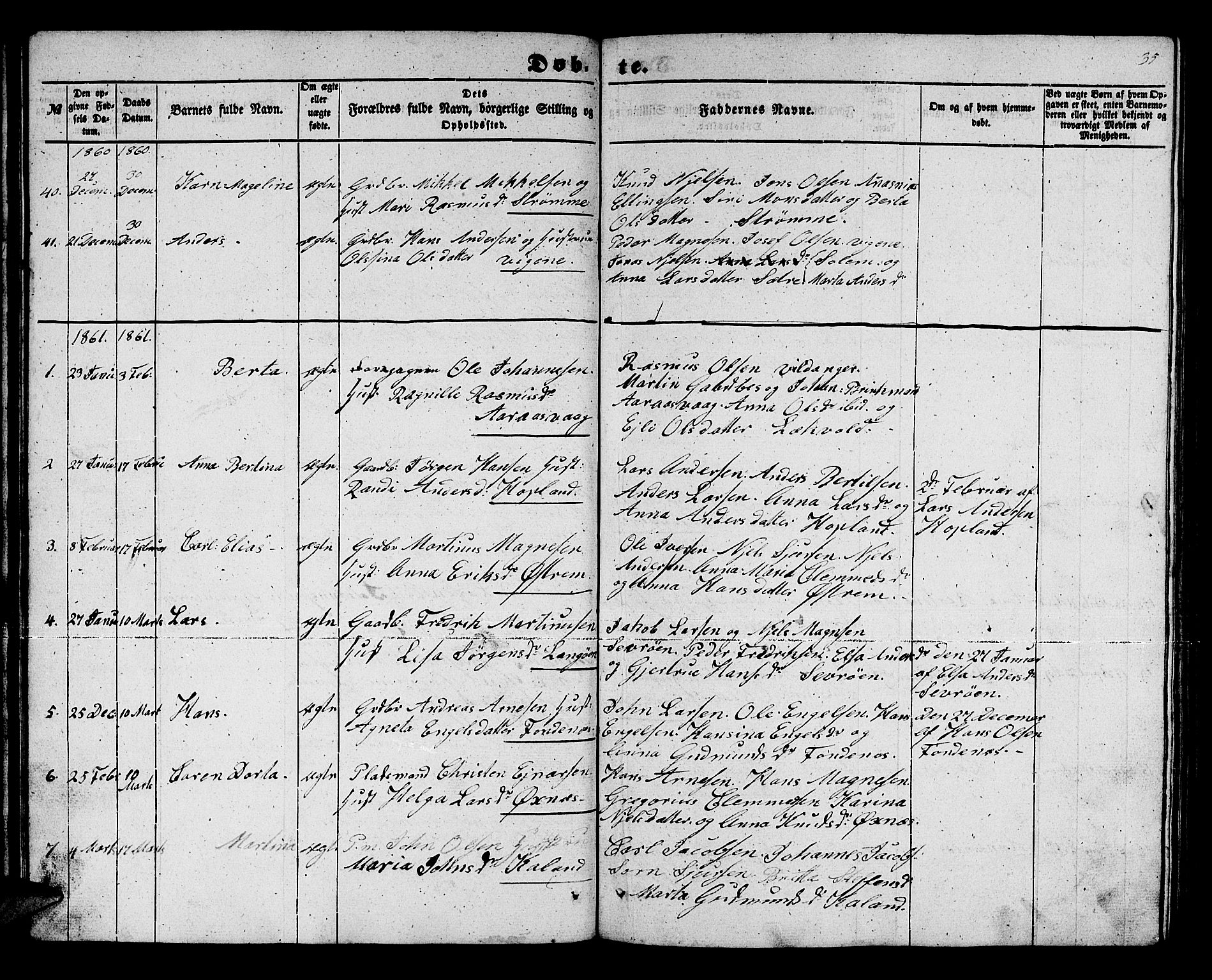 Lindås Sokneprestembete, AV/SAB-A-76701/H/Hab/Habc/L0001: Klokkerbok nr. C 1, 1853-1867, s. 35