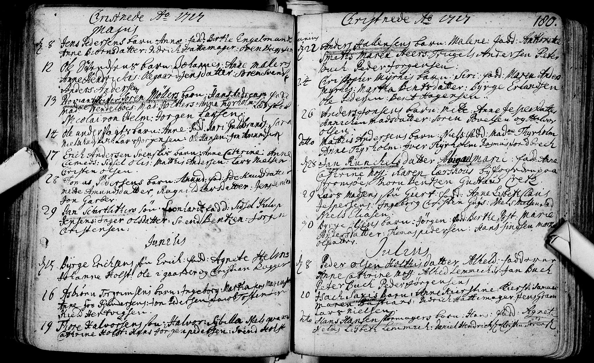 Bragernes kirkebøker, SAKO/A-6/F/Fa/L0003: Ministerialbok nr. I 3, 1706-1734, s. 180
