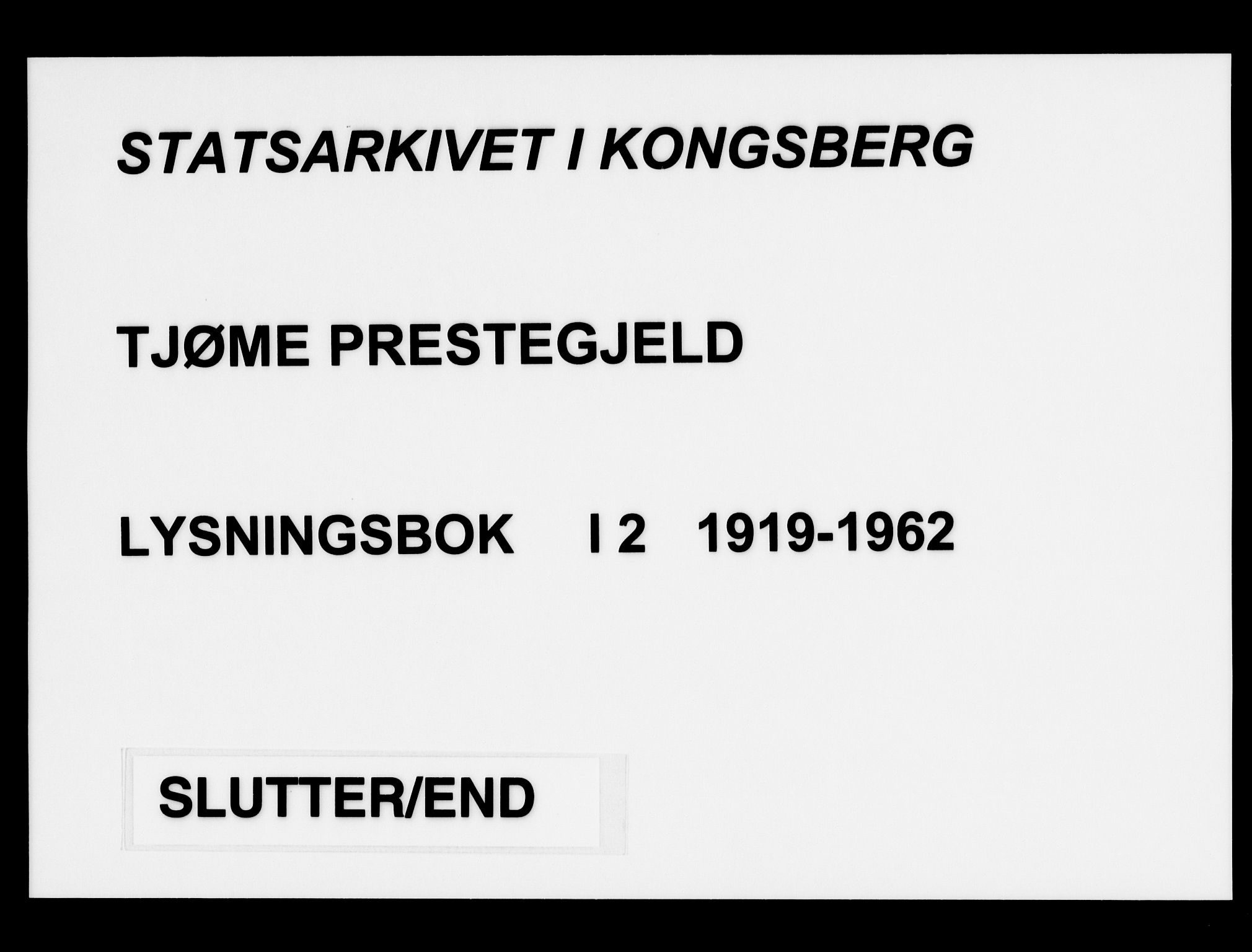 Tjøme kirkebøker, AV/SAKO-A-328/H/Ha/L0002: Lysningsprotokoll nr. I 2, 1919-1962