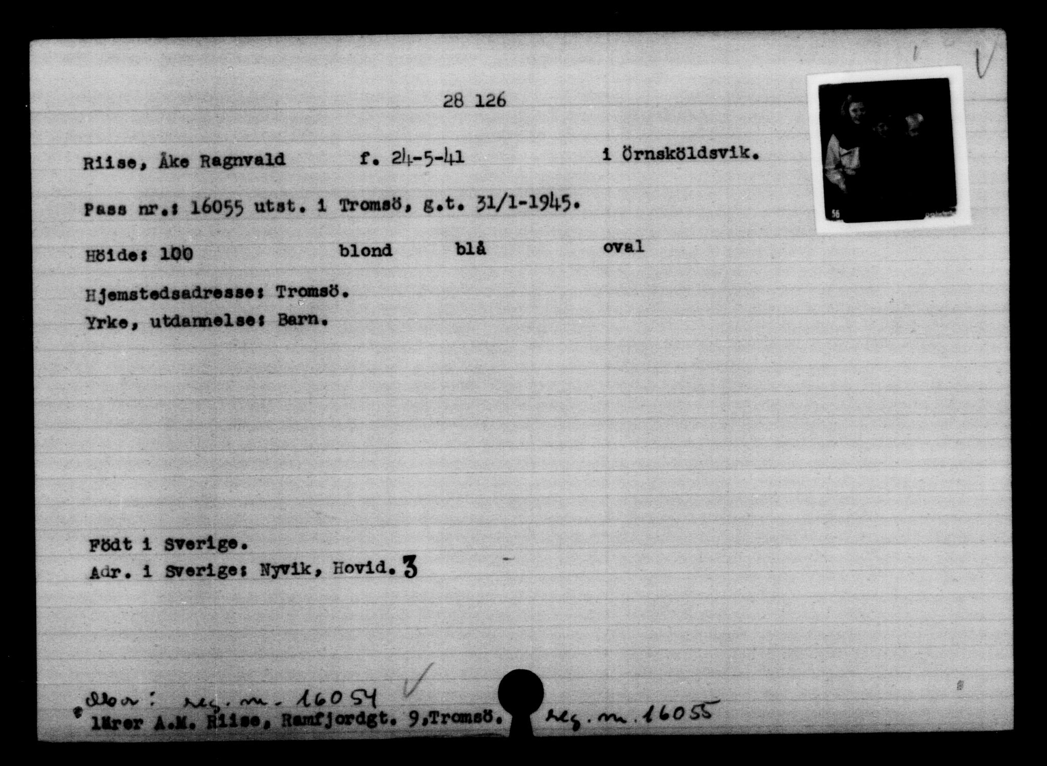 Den Kgl. Norske Legasjons Flyktningskontor, AV/RA-S-6753/V/Va/L0011: Kjesäterkartoteket.  Flyktningenr. 25300-28349, 1940-1945, s. 3008