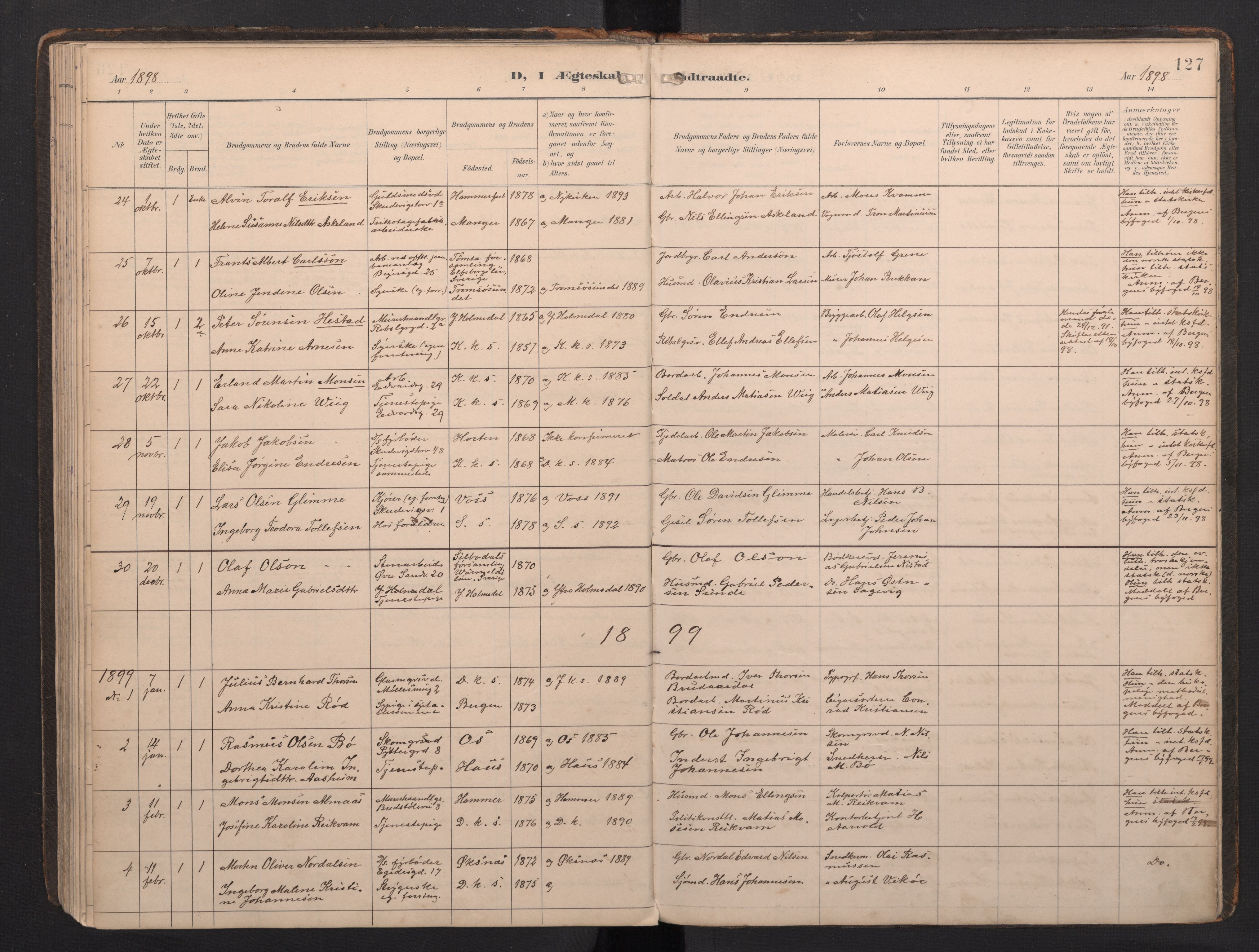 Sandviken Sokneprestembete, SAB/A-77601/H/Ha: Ministerialbok nr. G 1, 1892-2002, s. 127