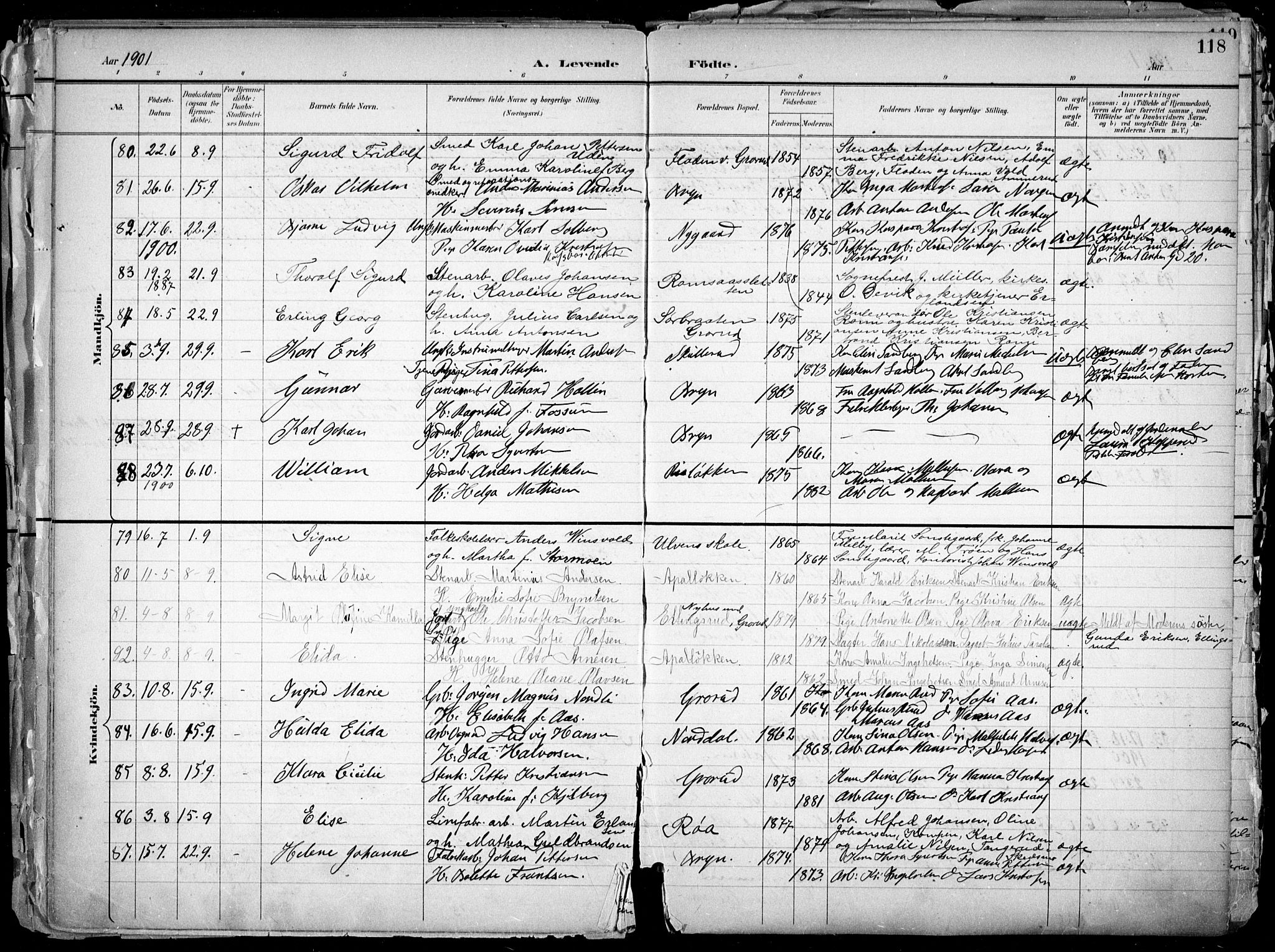Østre Aker prestekontor Kirkebøker, AV/SAO-A-10840/F/Fa/L0010: Ministerialbok nr. I 10, 1895-1912, s. 118