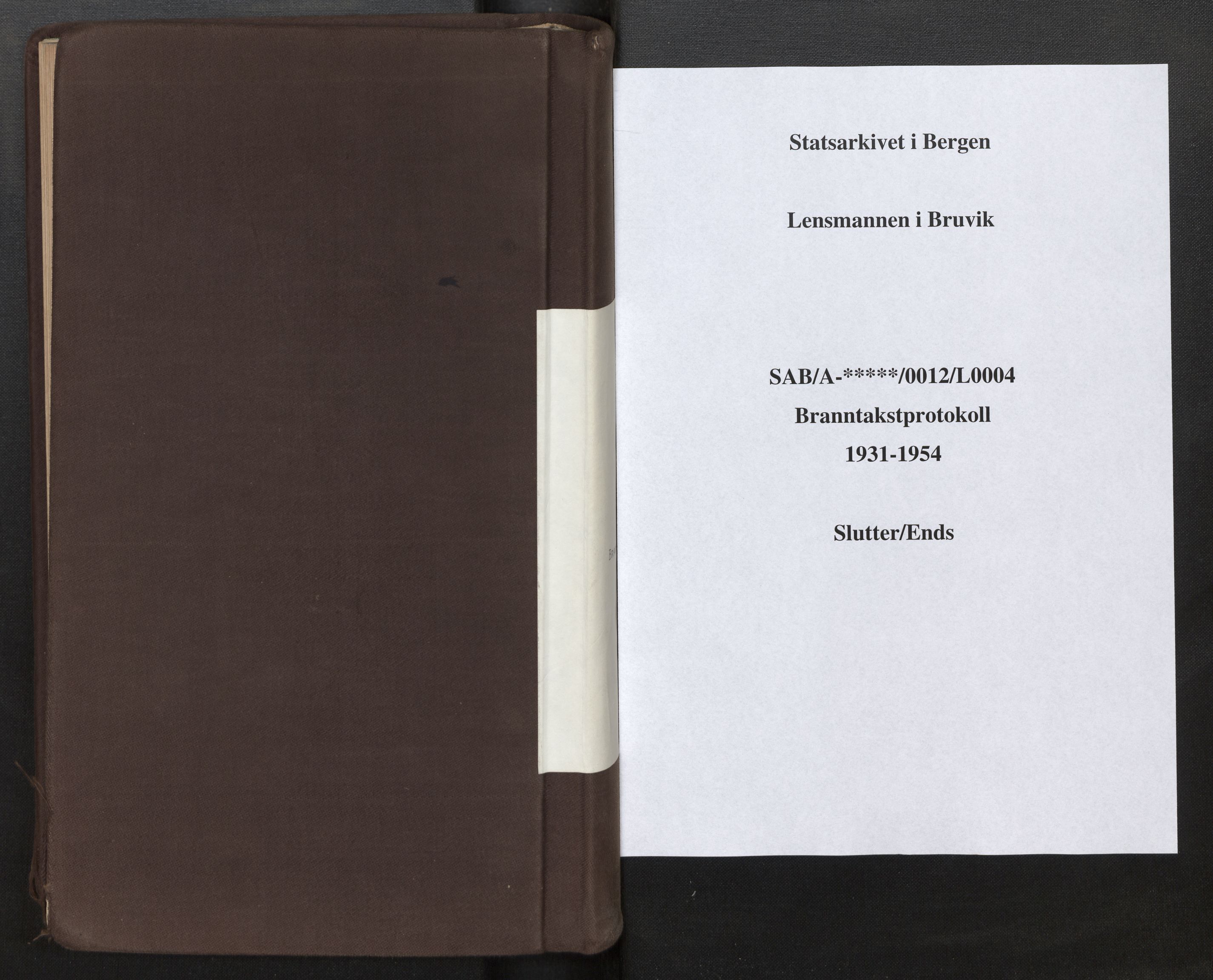 Lensmannen i Bruvik, SAB/A-31301/0012/L0004: Branntakstprotokoll, 1931-1954
