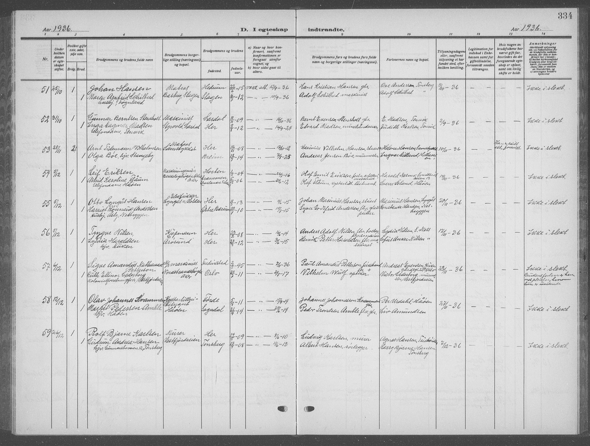 Nøtterøy kirkebøker, AV/SAKO-A-354/G/Ga/L0006: Klokkerbok nr. I 6, 1925-1939, s. 334