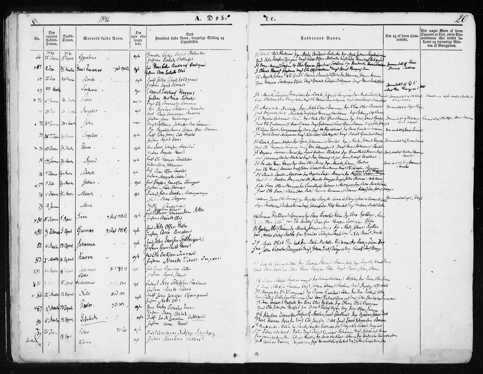 Ministerialprotokoller, klokkerbøker og fødselsregistre - Nord-Trøndelag, AV/SAT-A-1458/709/L0074: Ministerialbok nr. 709A14, 1845-1858, s. 20