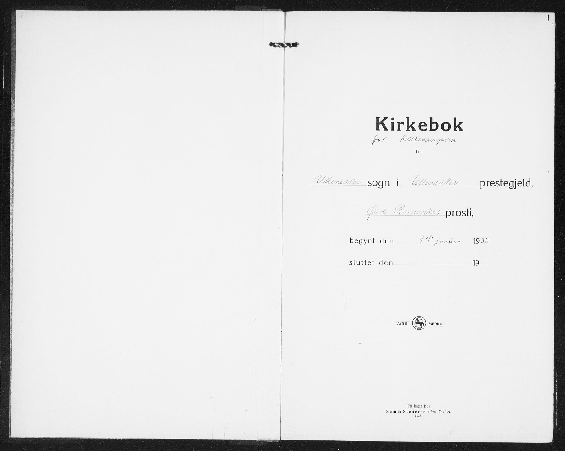 Ullensaker prestekontor Kirkebøker, SAO/A-10236a/G/Ga/L0004: Klokkerbok nr. I 4, 1930-1942, s. 1