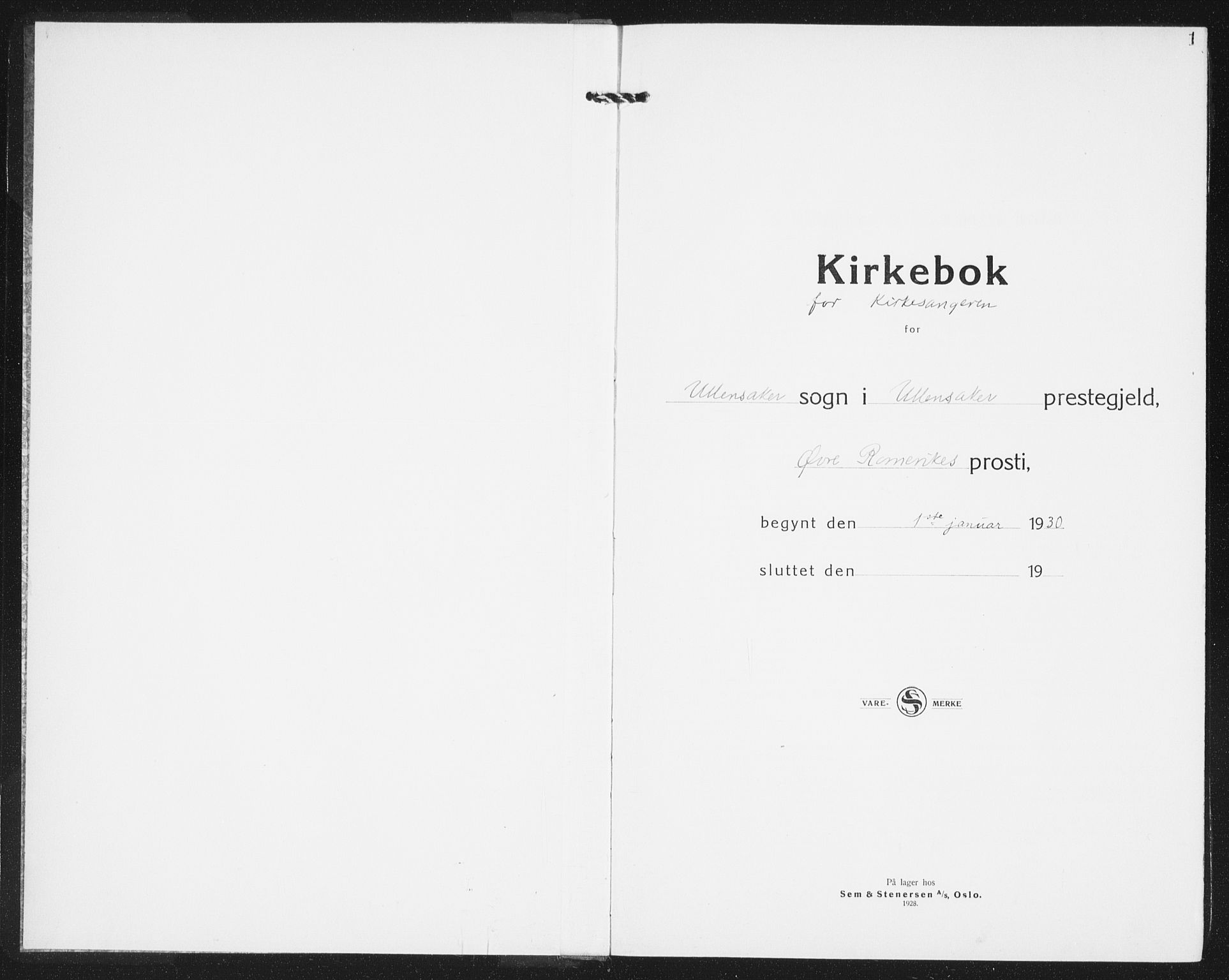 Ullensaker prestekontor Kirkebøker, AV/SAO-A-10236a/G/Ga/L0004: Klokkerbok nr. I 4, 1930-1942, s. 1