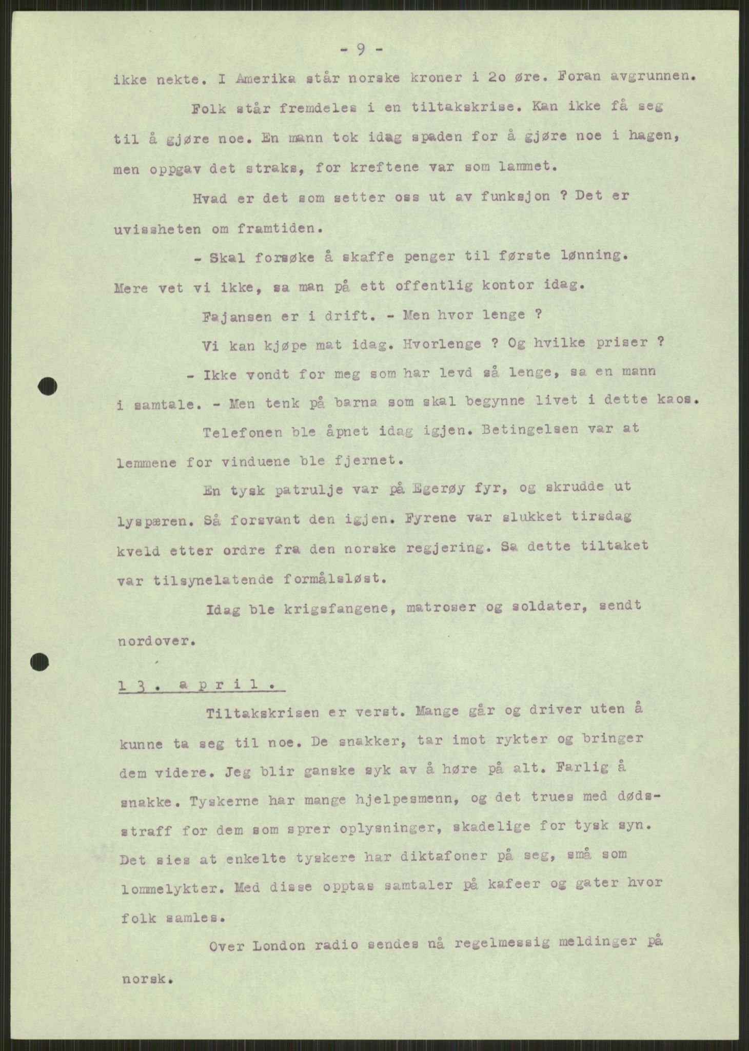 Forsvaret, Forsvarets krigshistoriske avdeling, AV/RA-RAFA-2017/Y/Ya/L0015: II-C-11-31 - Fylkesmenn.  Rapporter om krigsbegivenhetene 1940., 1940, s. 59