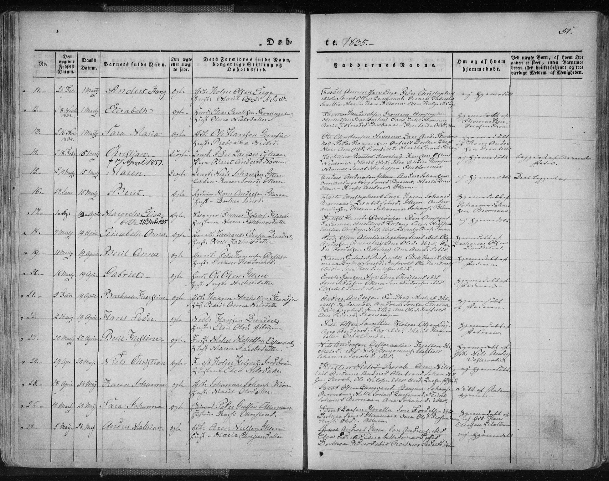 Ministerialprotokoller, klokkerbøker og fødselsregistre - Nordland, AV/SAT-A-1459/827/L0390: Ministerialbok nr. 827A02, 1826-1841, s. 51