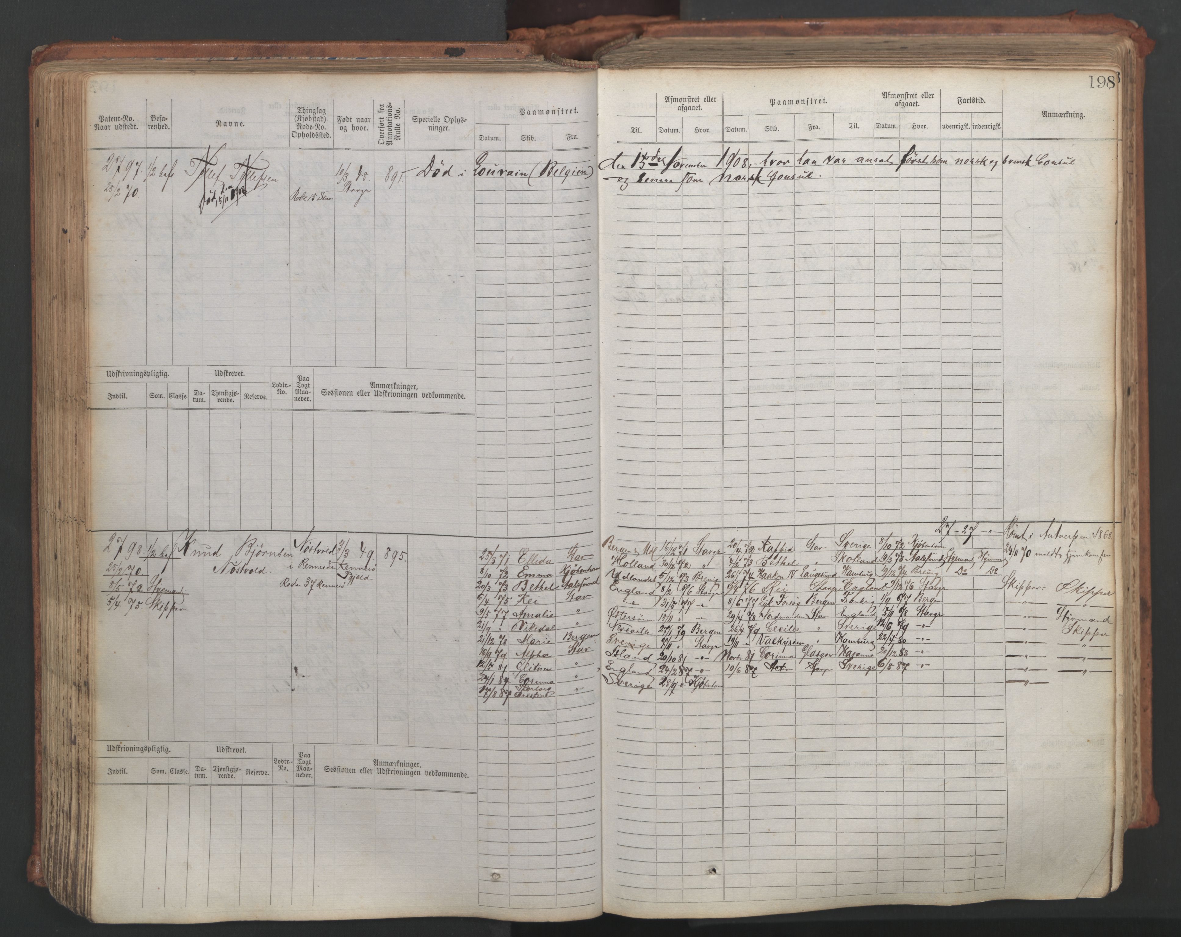 Stavanger sjømannskontor, AV/SAST-A-102006/F/Fb/Fbb/L0007: Sjøfartshovedrulle, patentnr. 2403-3604, 1869-1880, s. 226