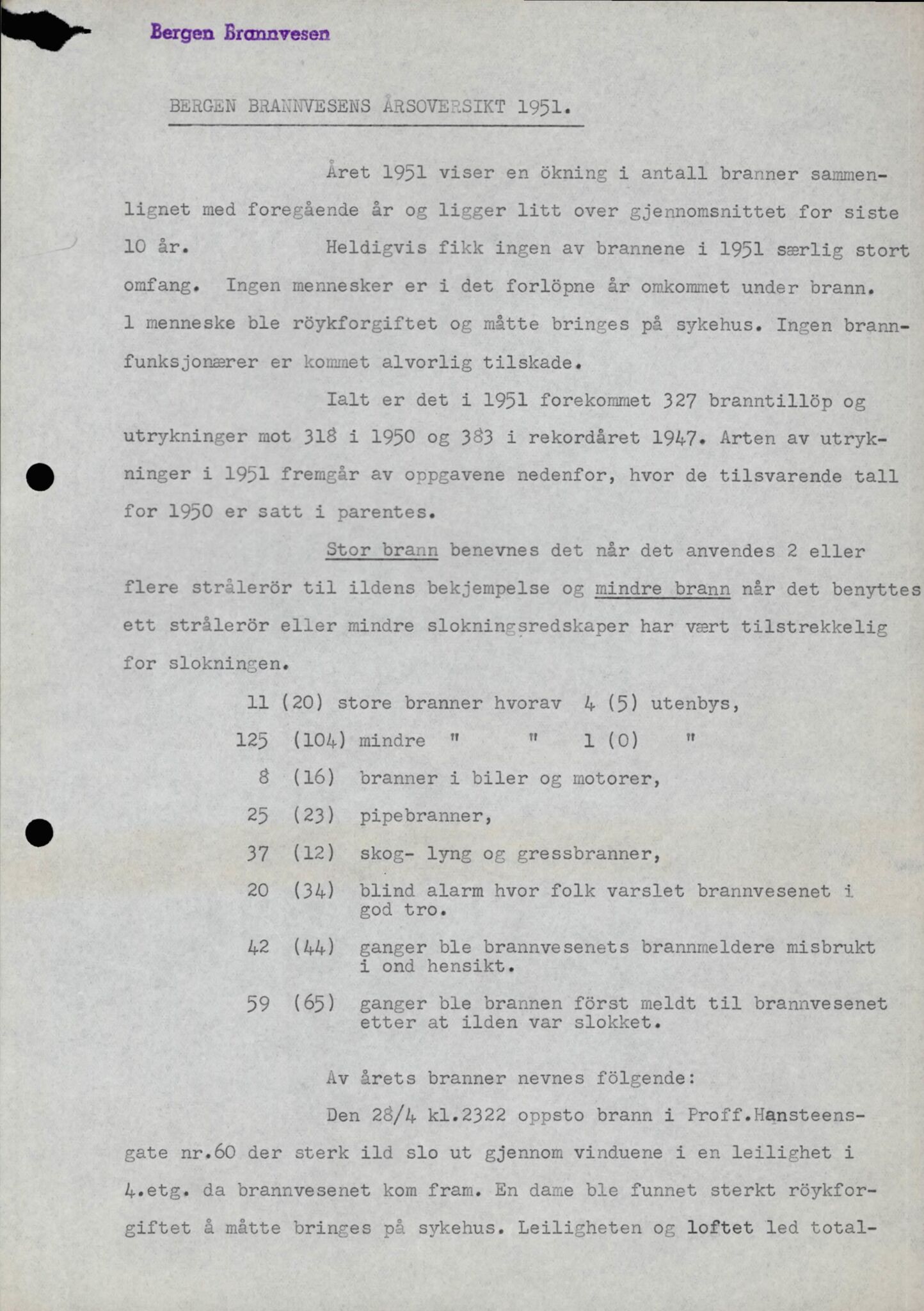 Bergen kommune. Brannvesenet (1863-1971), BBA/A-1181/X/Xa/L0026: Årsberetning, 1931-1974, s. 82