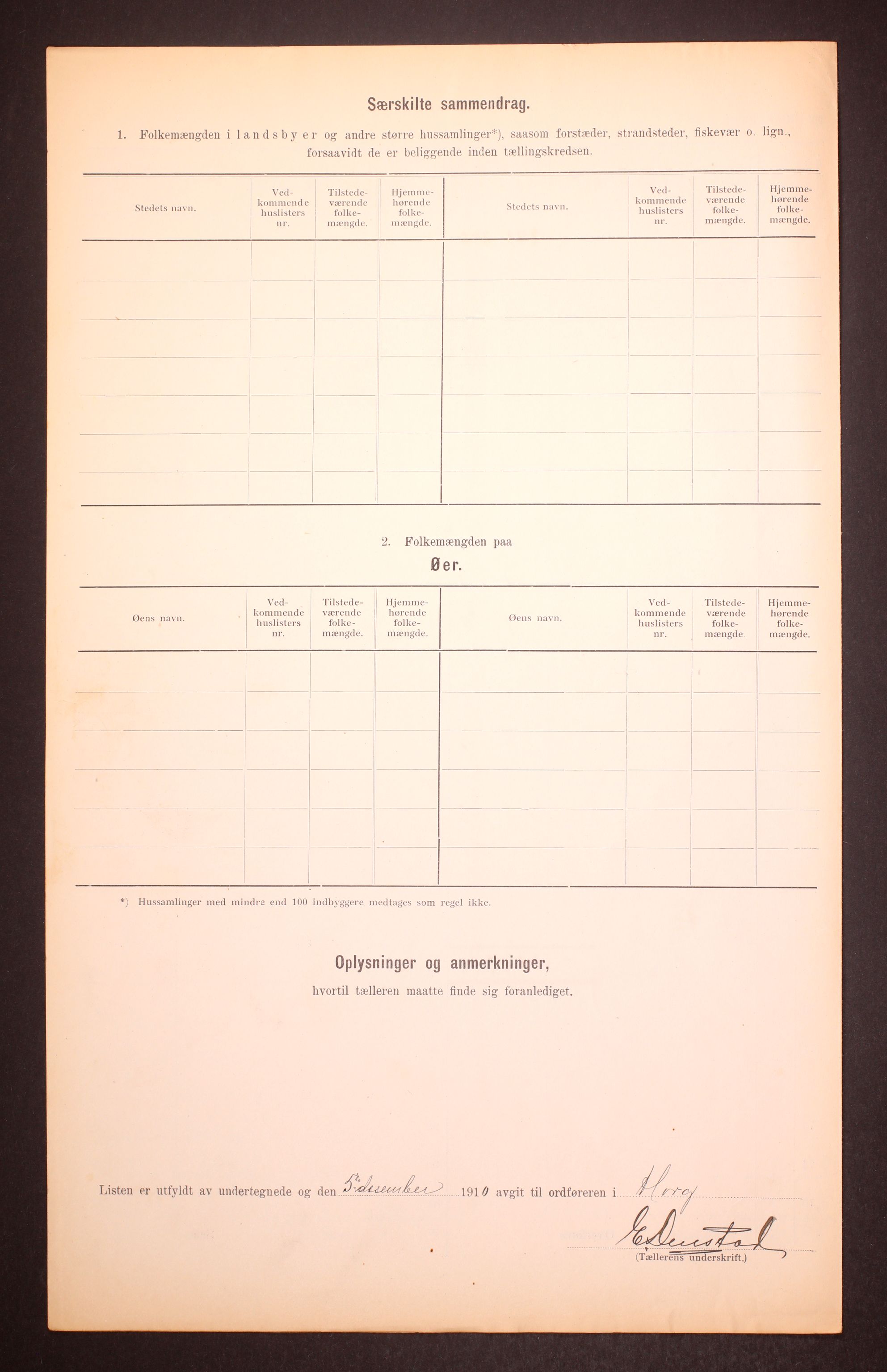 RA, Folketelling 1910 for 1650 Horg herred, 1910, s. 6