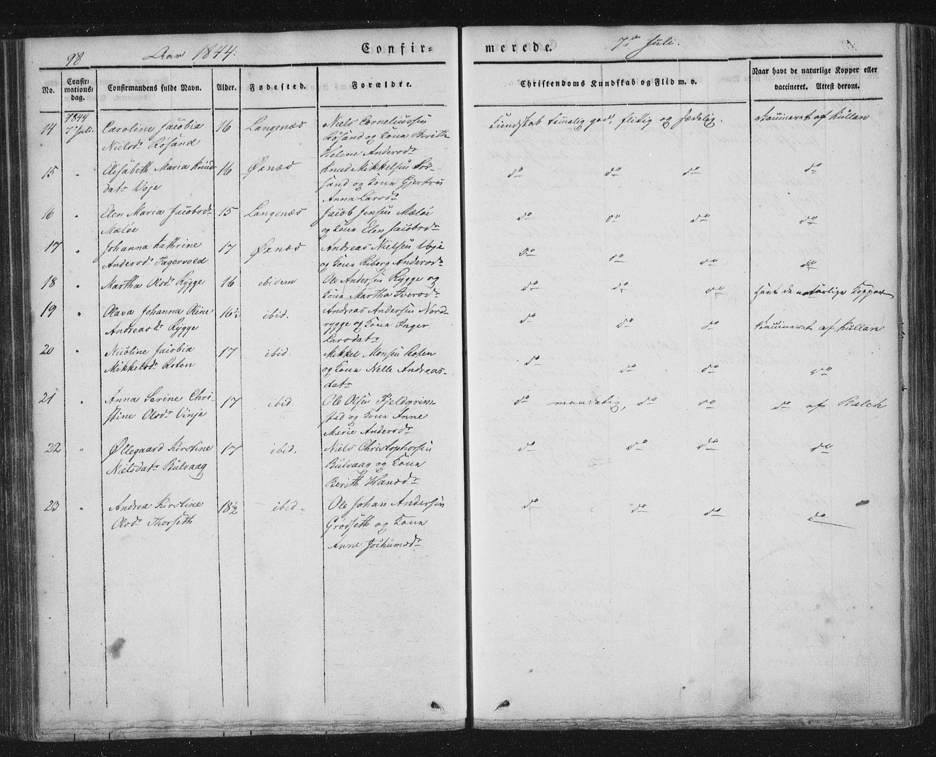 Ministerialprotokoller, klokkerbøker og fødselsregistre - Nordland, AV/SAT-A-1459/893/L1332: Ministerialbok nr. 893A05, 1841-1858, s. 98