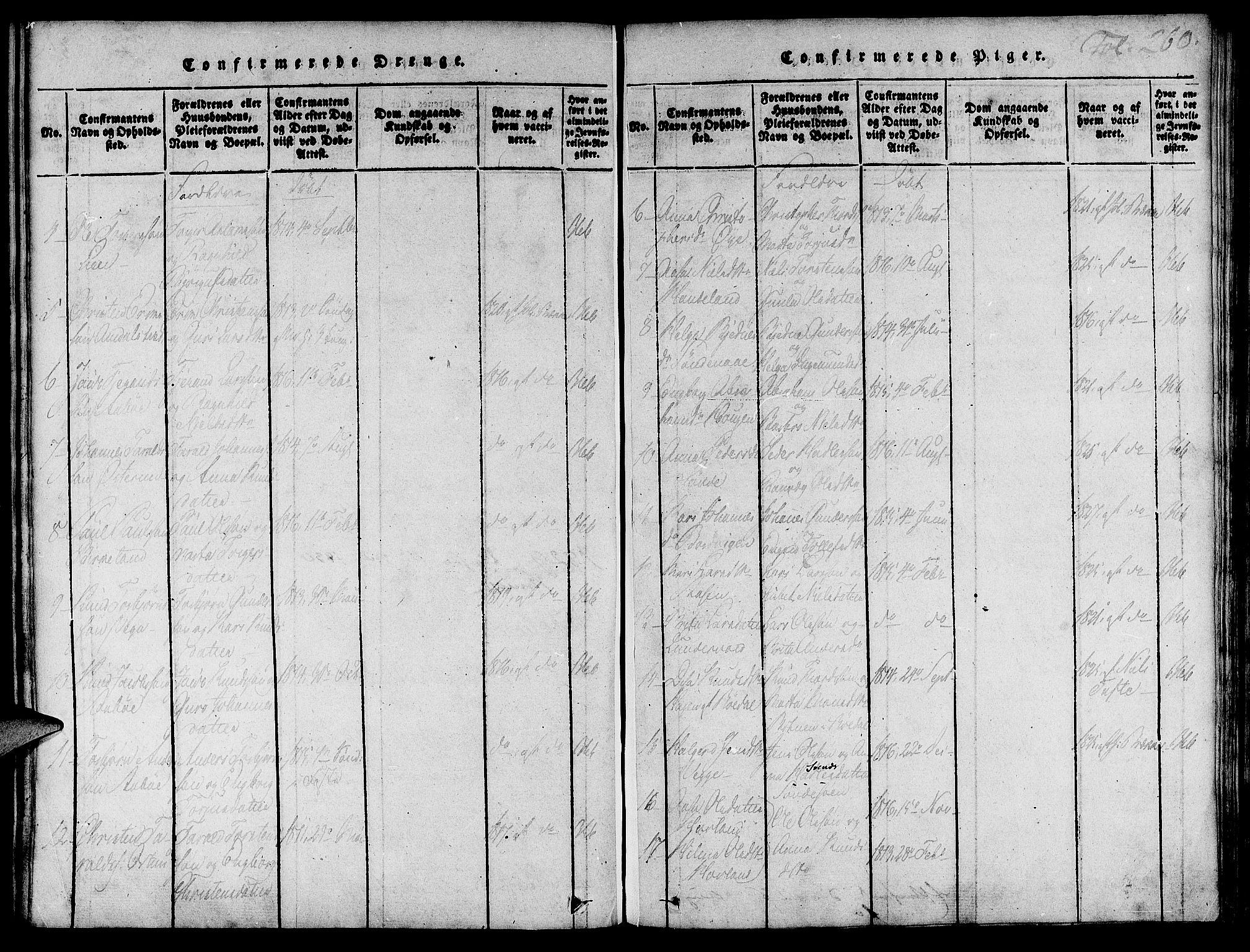 Suldal sokneprestkontor, SAST/A-101845/01/IV/L0007: Ministerialbok nr. A 7, 1817-1838, s. 260