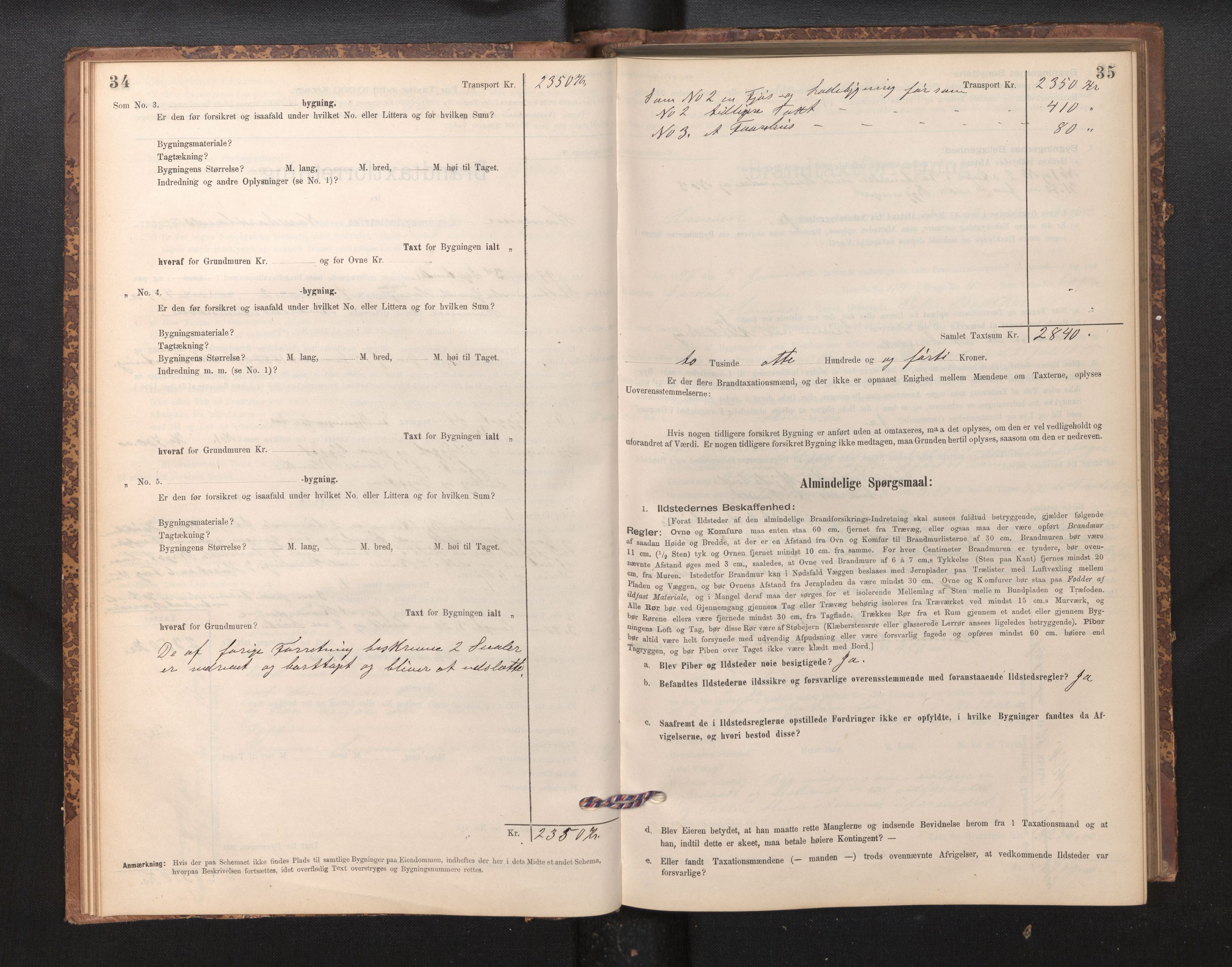 Lensmannen i Hamre, SAB/A-32601/0012/L0004: Branntakstprotokoll, skjematakst, 1895-1920, s. 34-35