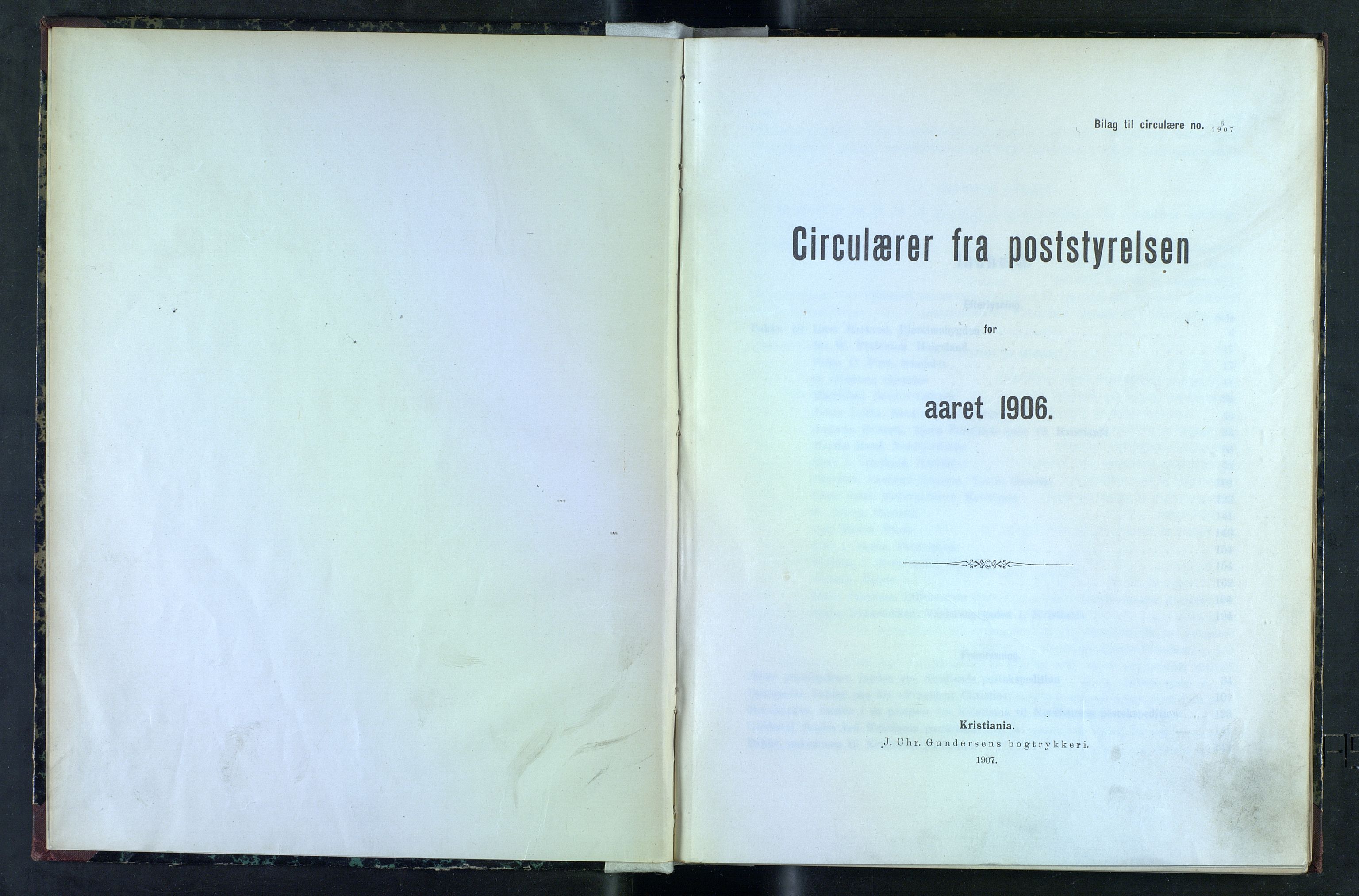 Norges Postmuseums bibliotek, NOPO/-/-/-: Sirkulærer fra Poststyrelsen, 1906