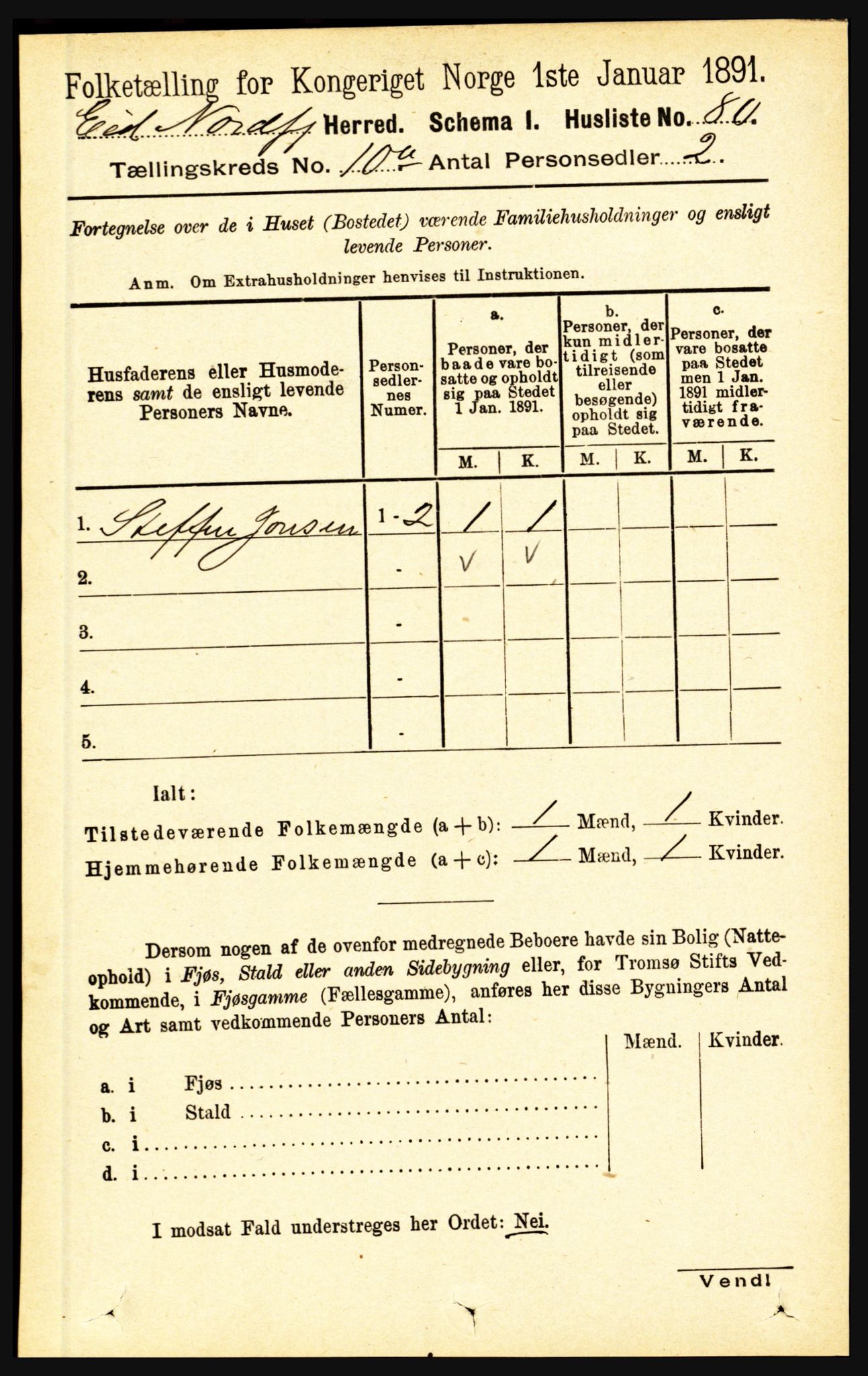 RA, Folketelling 1891 for 1443 Eid herred, 1891, s. 2813