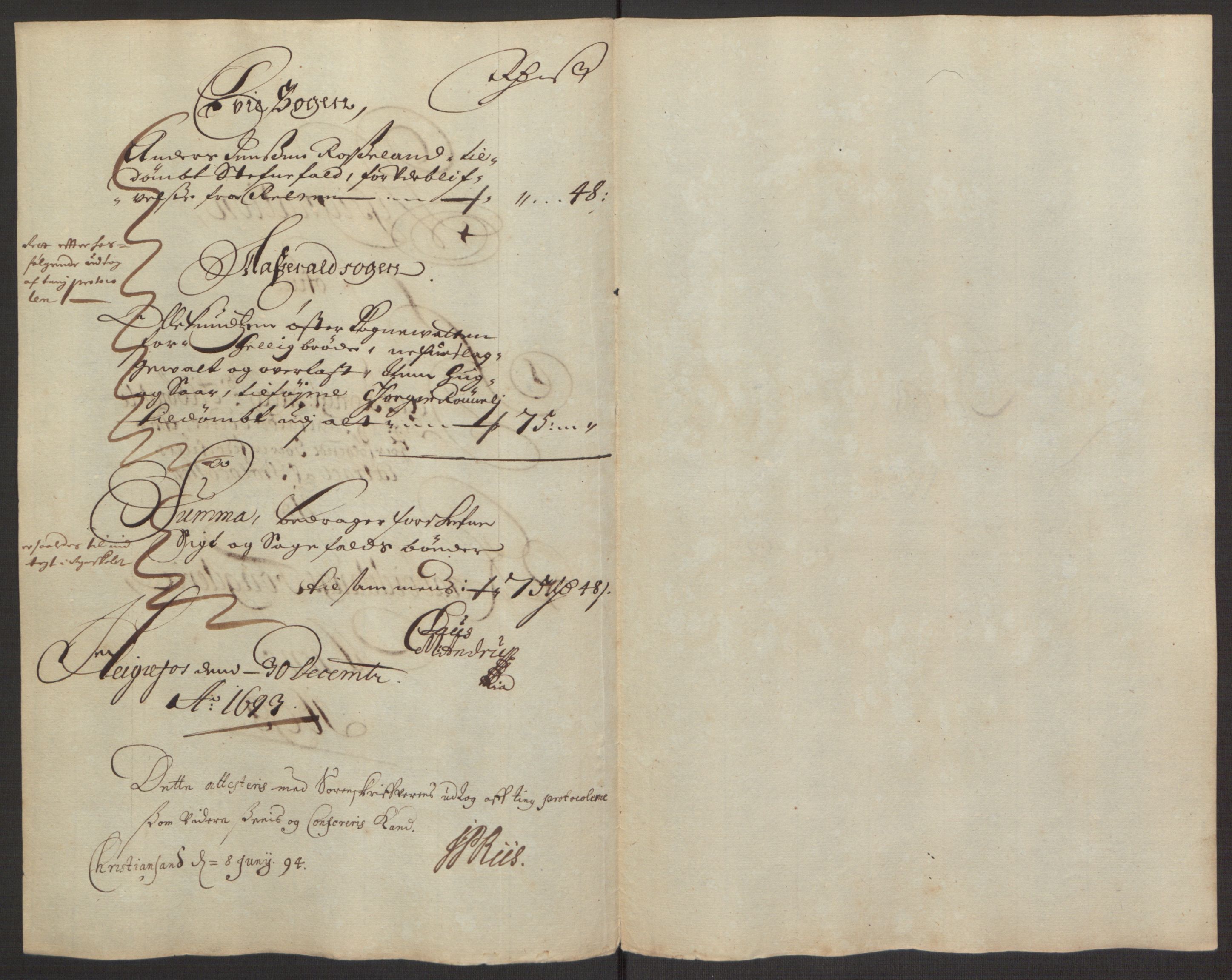 Rentekammeret inntil 1814, Reviderte regnskaper, Fogderegnskap, RA/EA-4092/R40/L2444: Fogderegnskap Råbyggelag, 1693-1696, s. 23