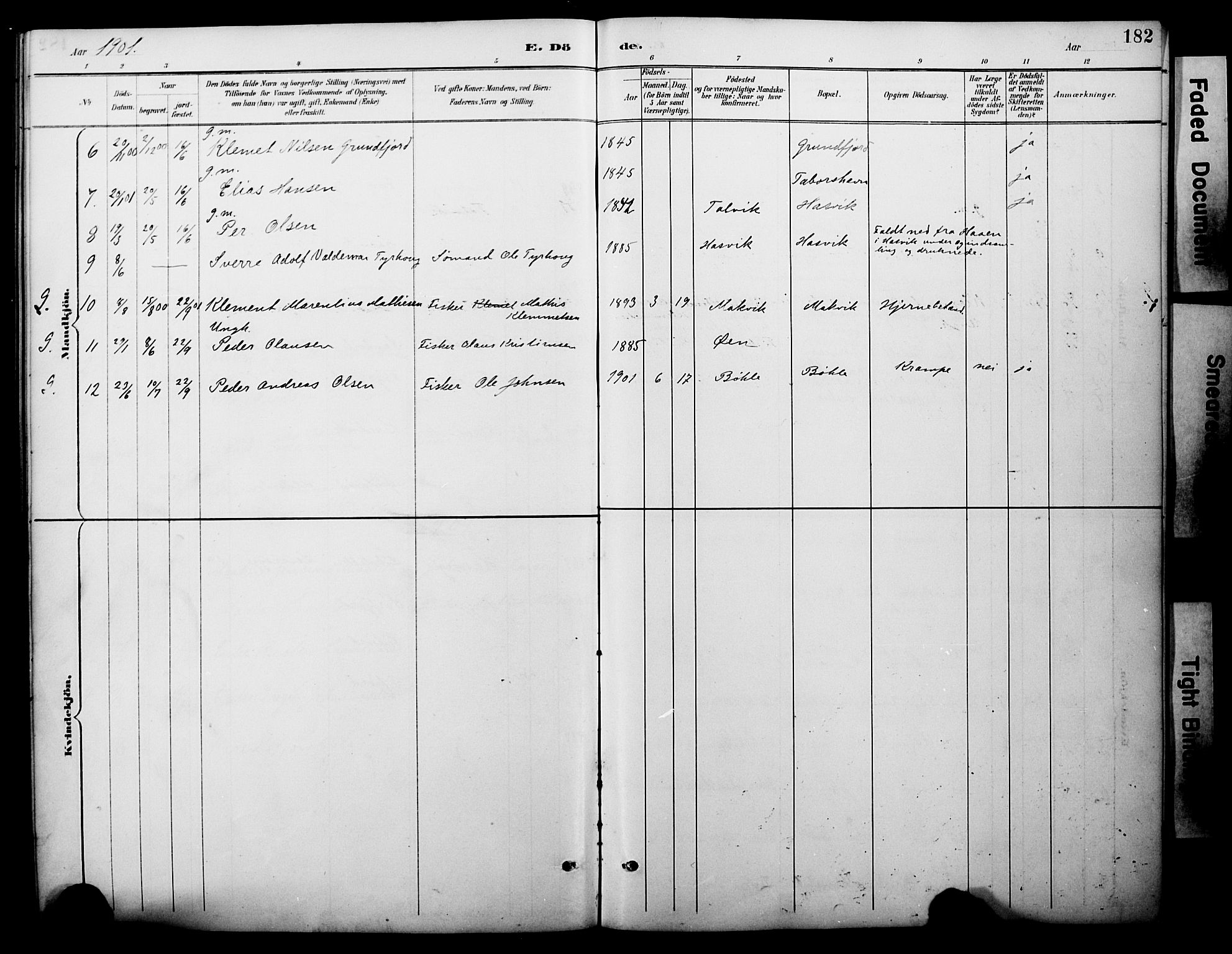 Loppa sokneprestkontor, AV/SATØ-S-1339/H/Ha/L0008kirke: Ministerialbok nr. 8, 1889-1907, s. 182