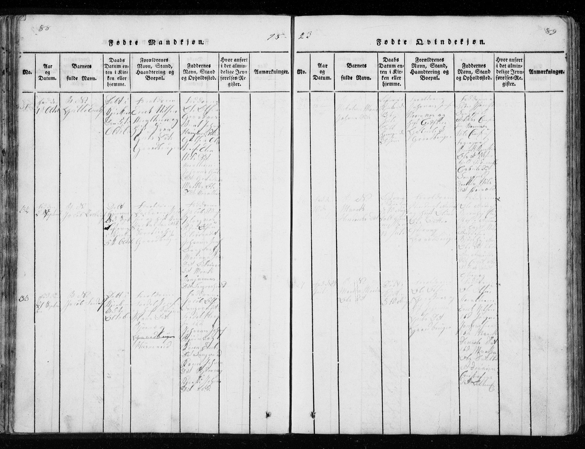 Ministerialprotokoller, klokkerbøker og fødselsregistre - Nordland, AV/SAT-A-1459/827/L0412: Klokkerbok nr. 827C01, 1820-1841, s. 88-89