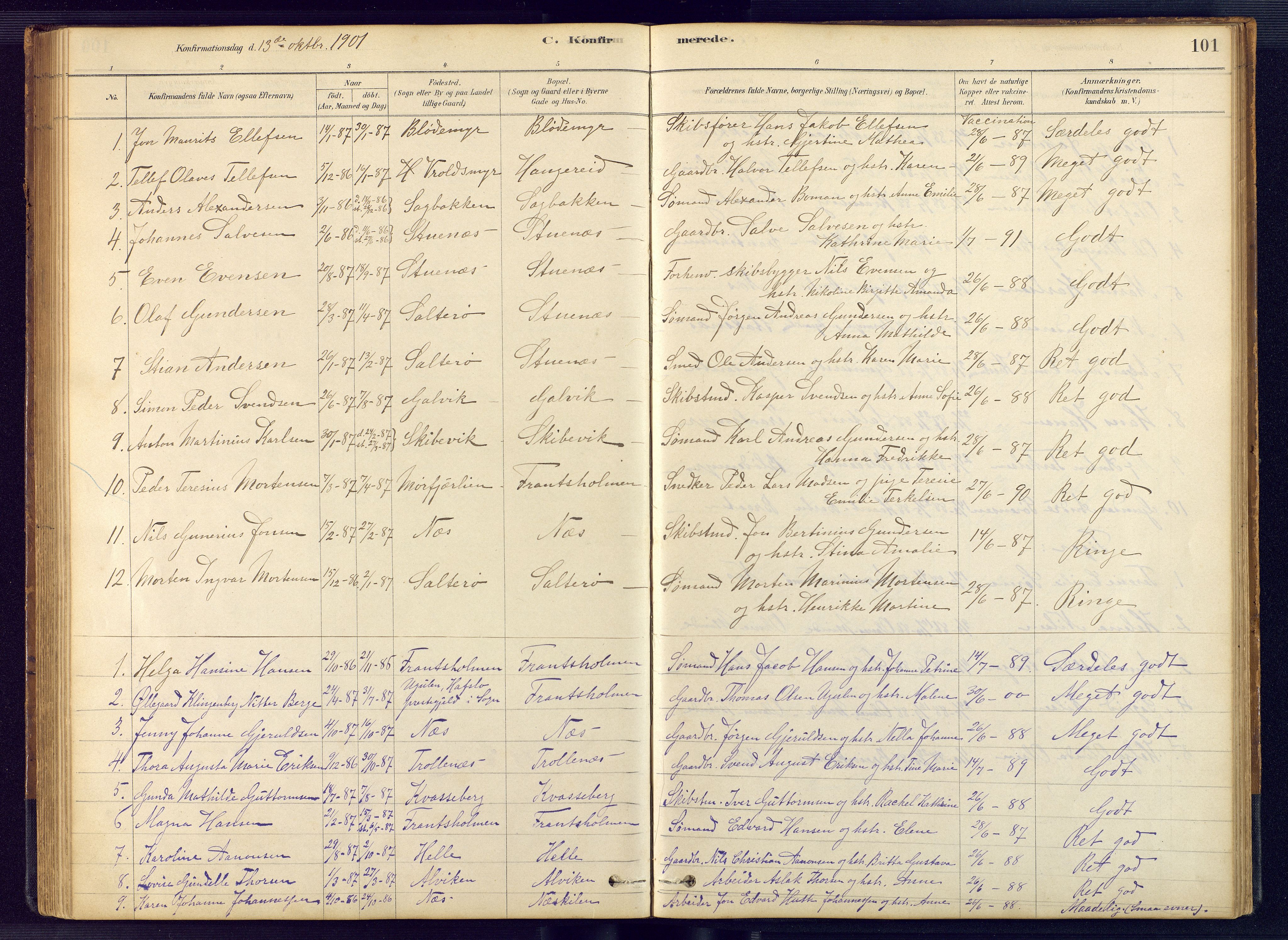 Austre Moland sokneprestkontor, SAK/1111-0001/F/Fb/Fbb/L0001: Klokkerbok nr. B 1, 1878-1904, s. 101
