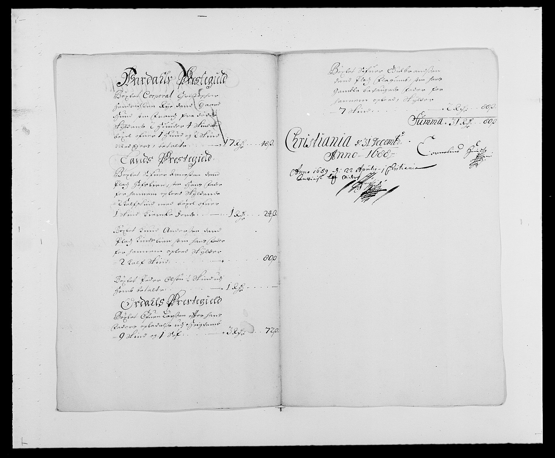Rentekammeret inntil 1814, Reviderte regnskaper, Fogderegnskap, RA/EA-4092/R18/L1287: Fogderegnskap Hadeland, Toten og Valdres, 1688, s. 205