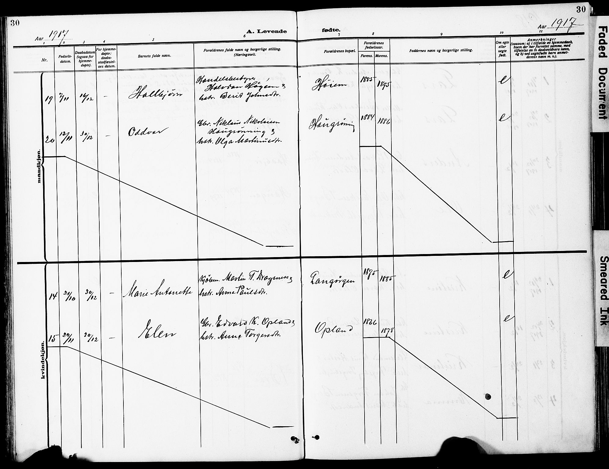 Ministerialprotokoller, klokkerbøker og fødselsregistre - Sør-Trøndelag, AV/SAT-A-1456/612/L0388: Klokkerbok nr. 612C04, 1909-1929, s. 30