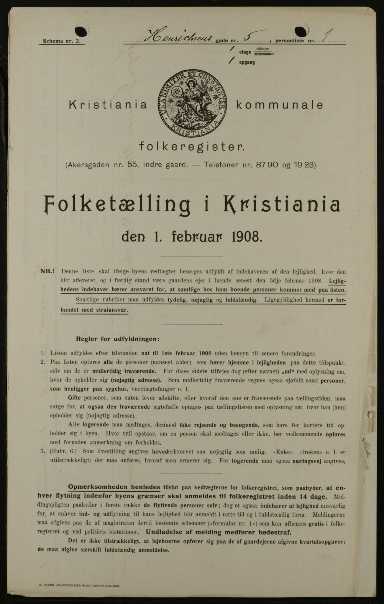 OBA, Kommunal folketelling 1.2.1908 for Kristiania kjøpstad, 1908, s. 34691