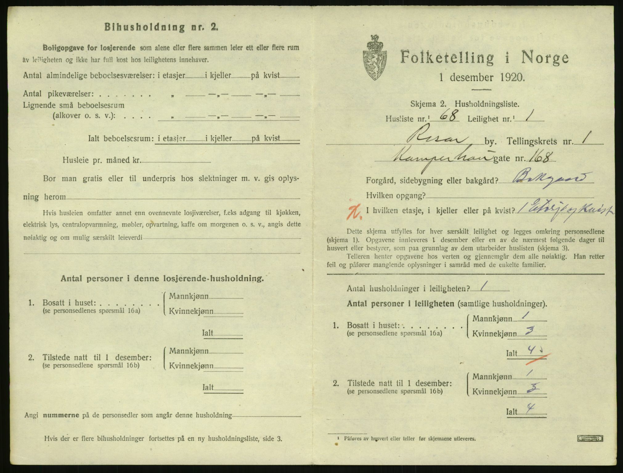 SAK, Folketelling 1920 for 0901 Risør kjøpstad, 1920, s. 1503