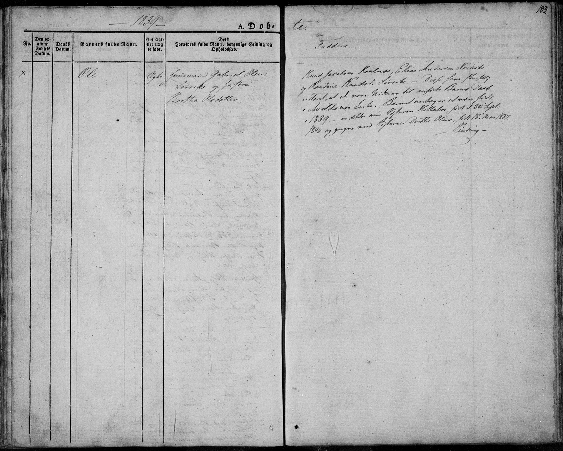 Avaldsnes sokneprestkontor, SAST/A -101851/H/Ha/Haa/L0005: Ministerialbok nr. A 5.1, 1825-1841, s. 183