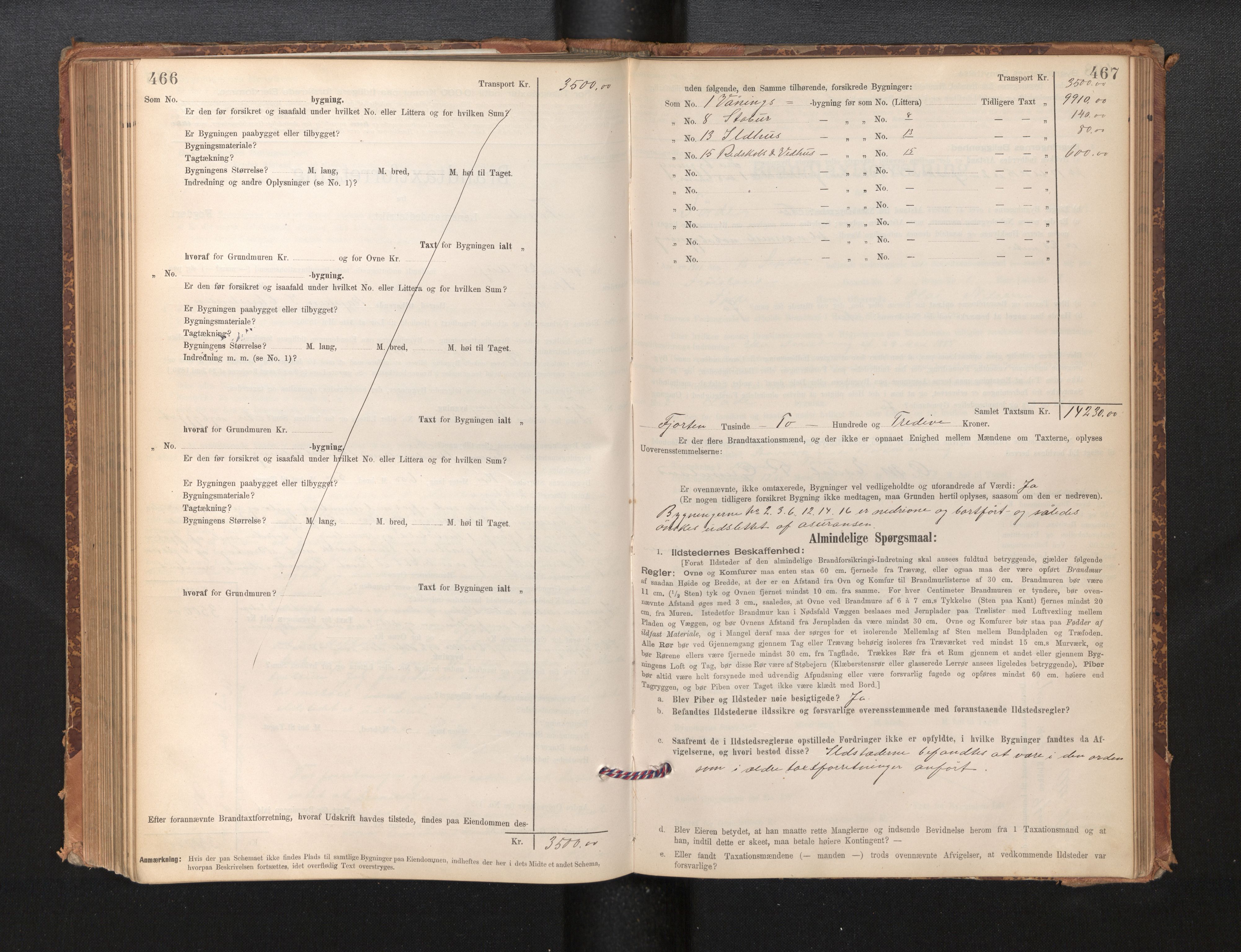 Lensmannen i Førde, AV/SAB-A-27401/0012/L0008: Branntakstprotokoll, skjematakst, 1895-1922, s. 466-467