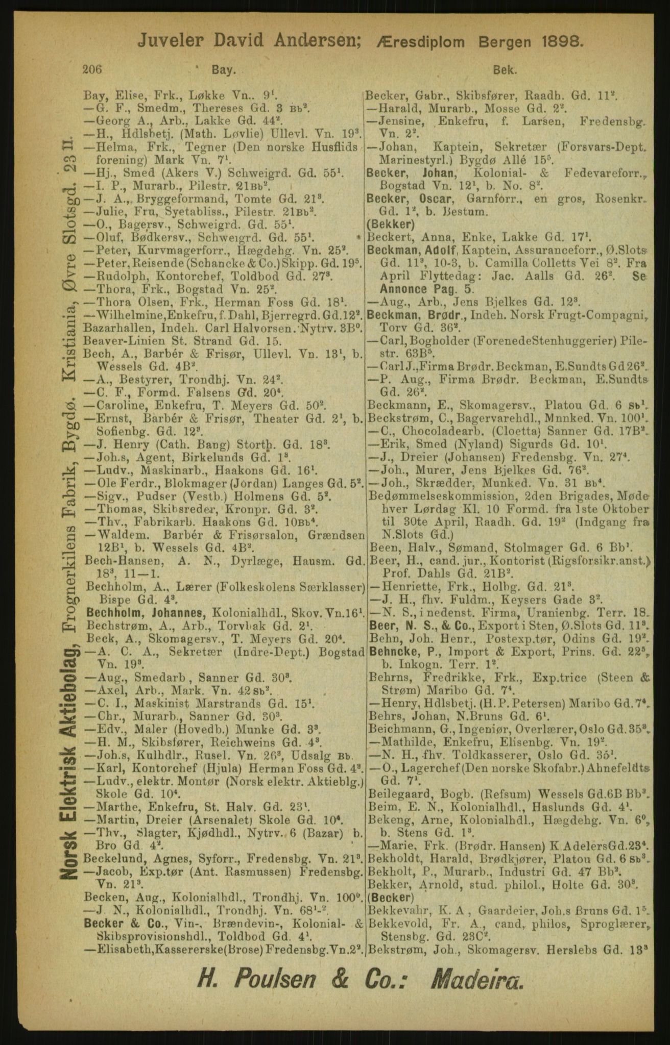 Kristiania/Oslo adressebok, PUBL/-, 1900, s. 206