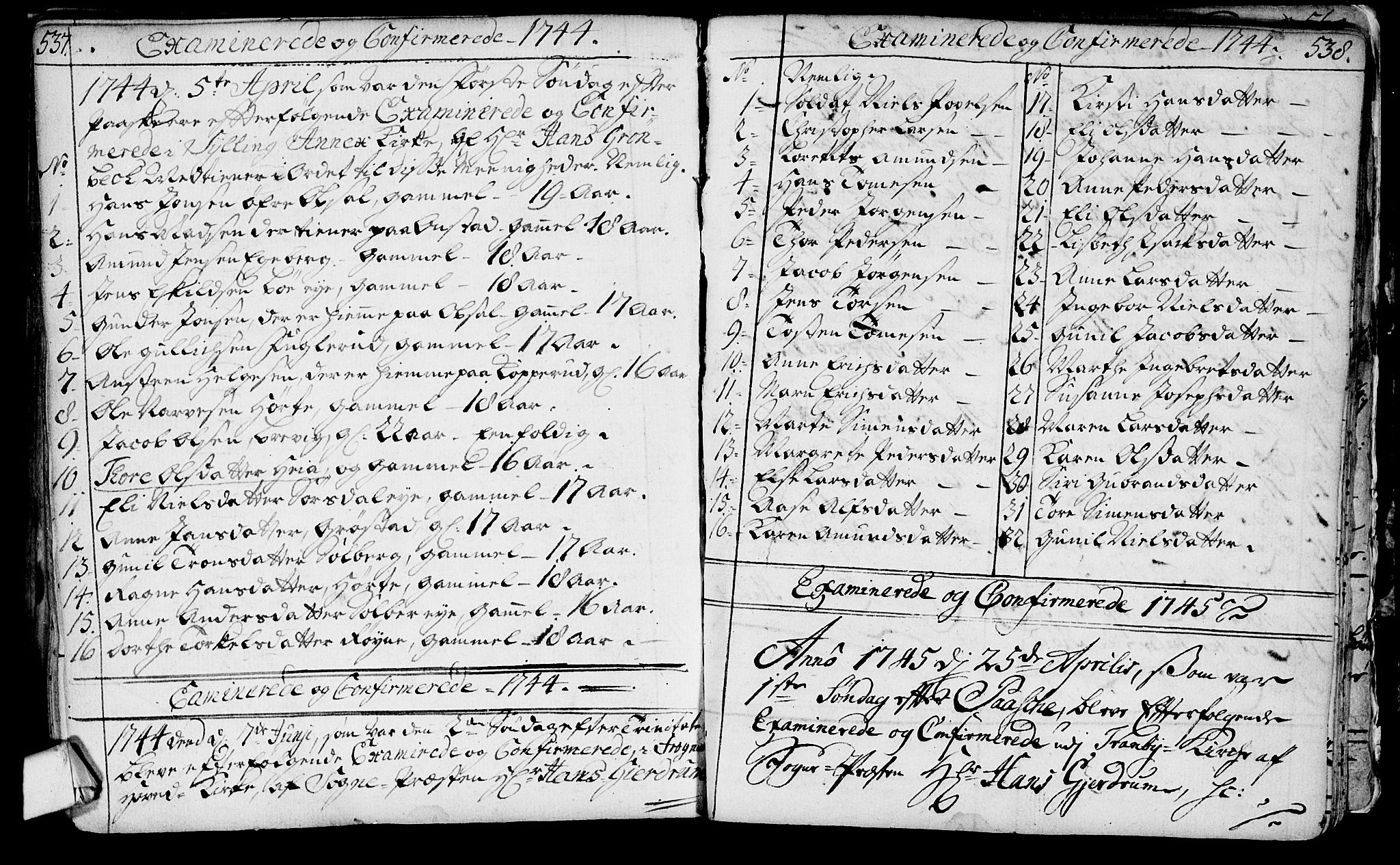 Lier kirkebøker, AV/SAKO-A-230/F/Fa/L0003: Ministerialbok nr. I 3, 1727-1748, s. 537-538