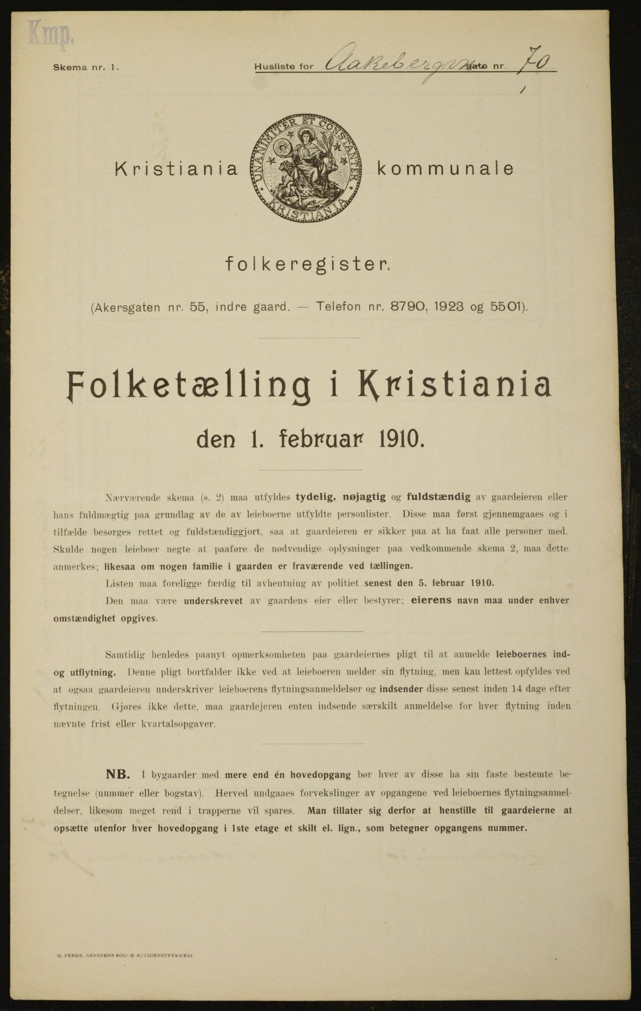 OBA, Kommunal folketelling 1.2.1910 for Kristiania, 1910, s. 124150