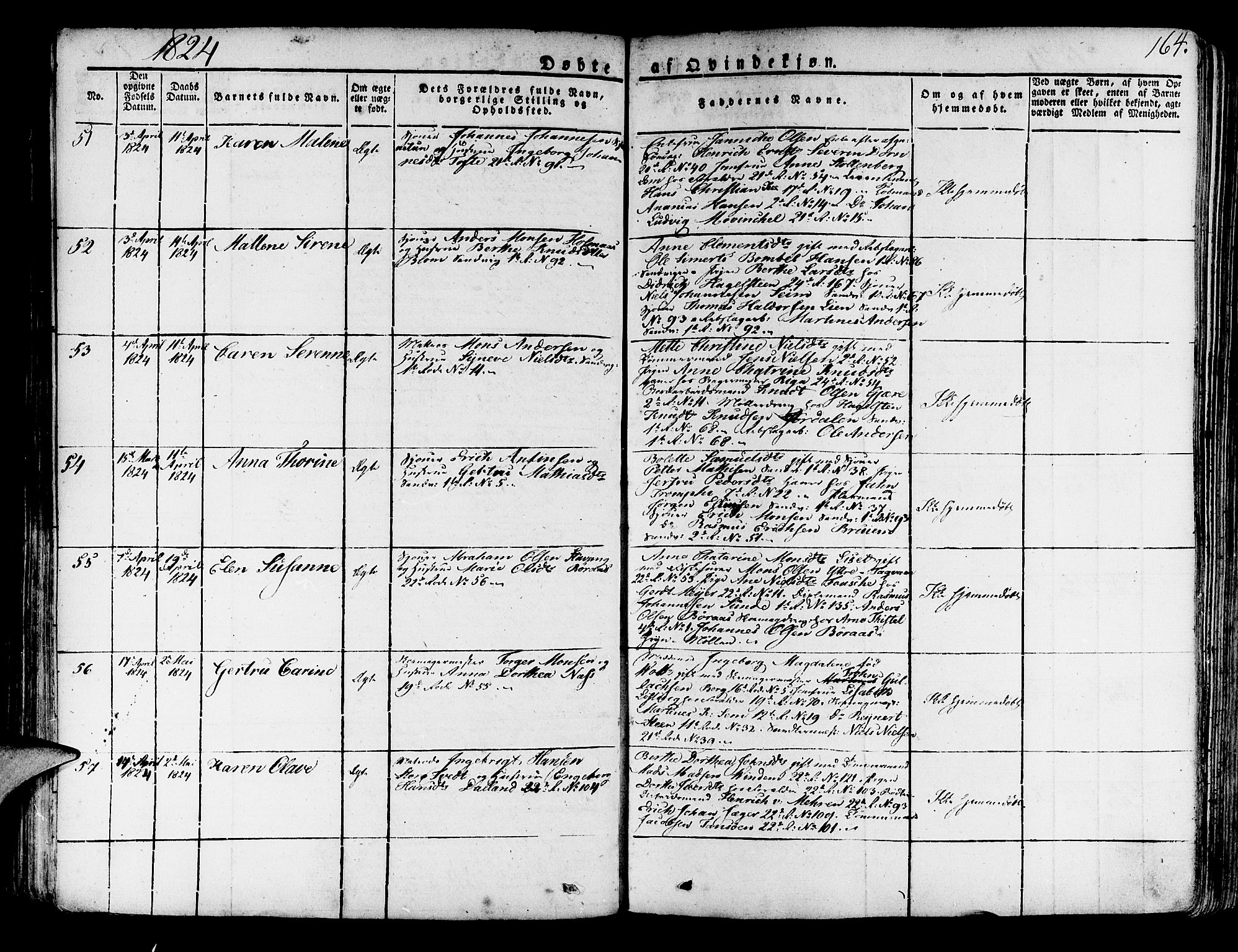 Korskirken sokneprestembete, AV/SAB-A-76101/H/Haa/L0014: Ministerialbok nr. A 14, 1823-1835, s. 164