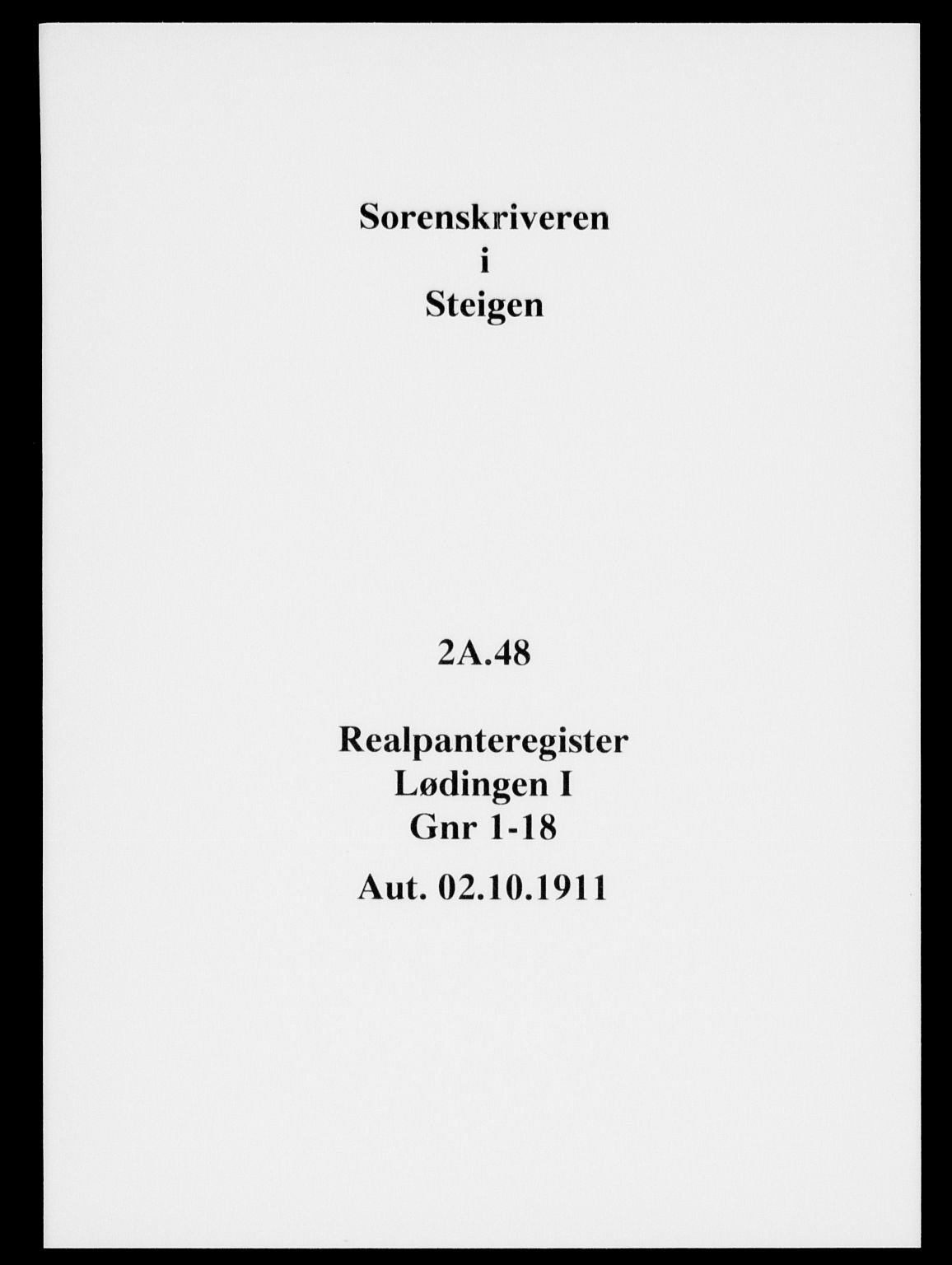 Steigen og Ofoten sorenskriveri, SAT/A-0030/1/2/2A/L0048: Panteregister nr. 48